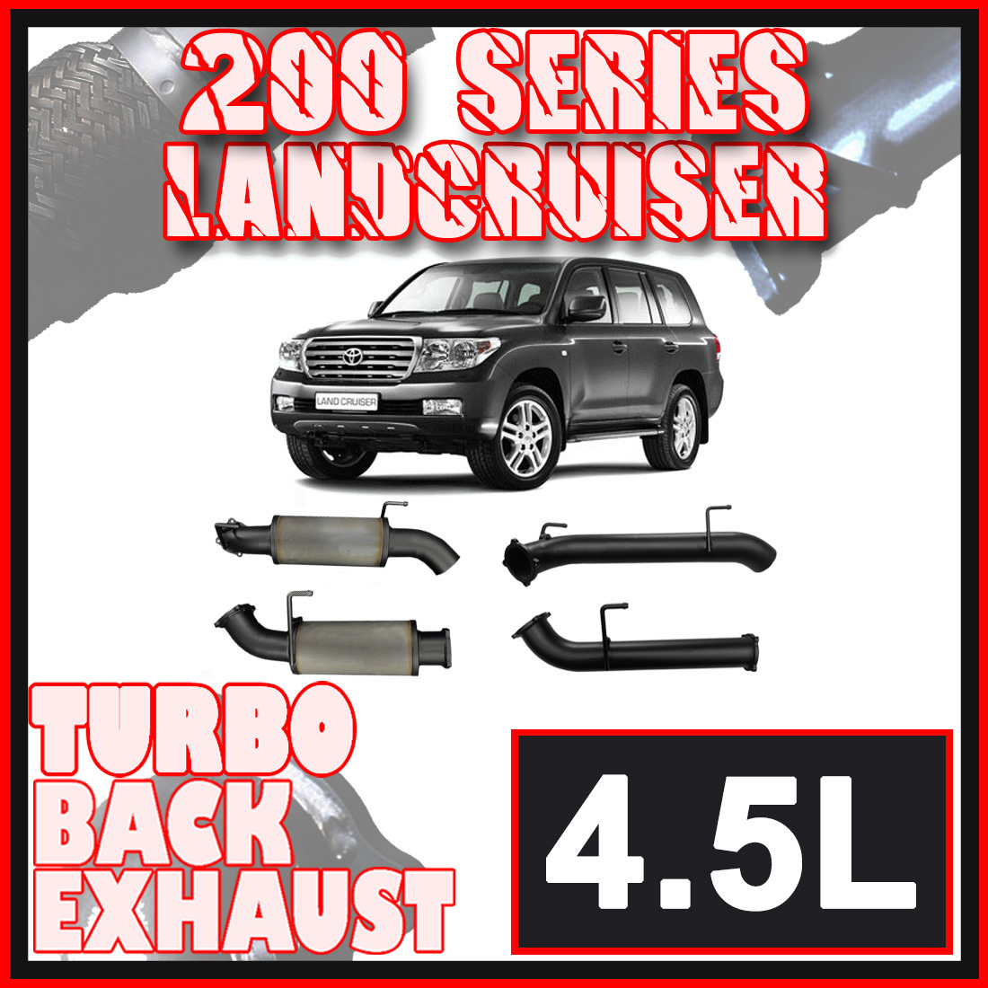 Toyota Landcruiser Exhaust 200 Series 4.5L V8 3" to 3.5" Turbo Back Systems image