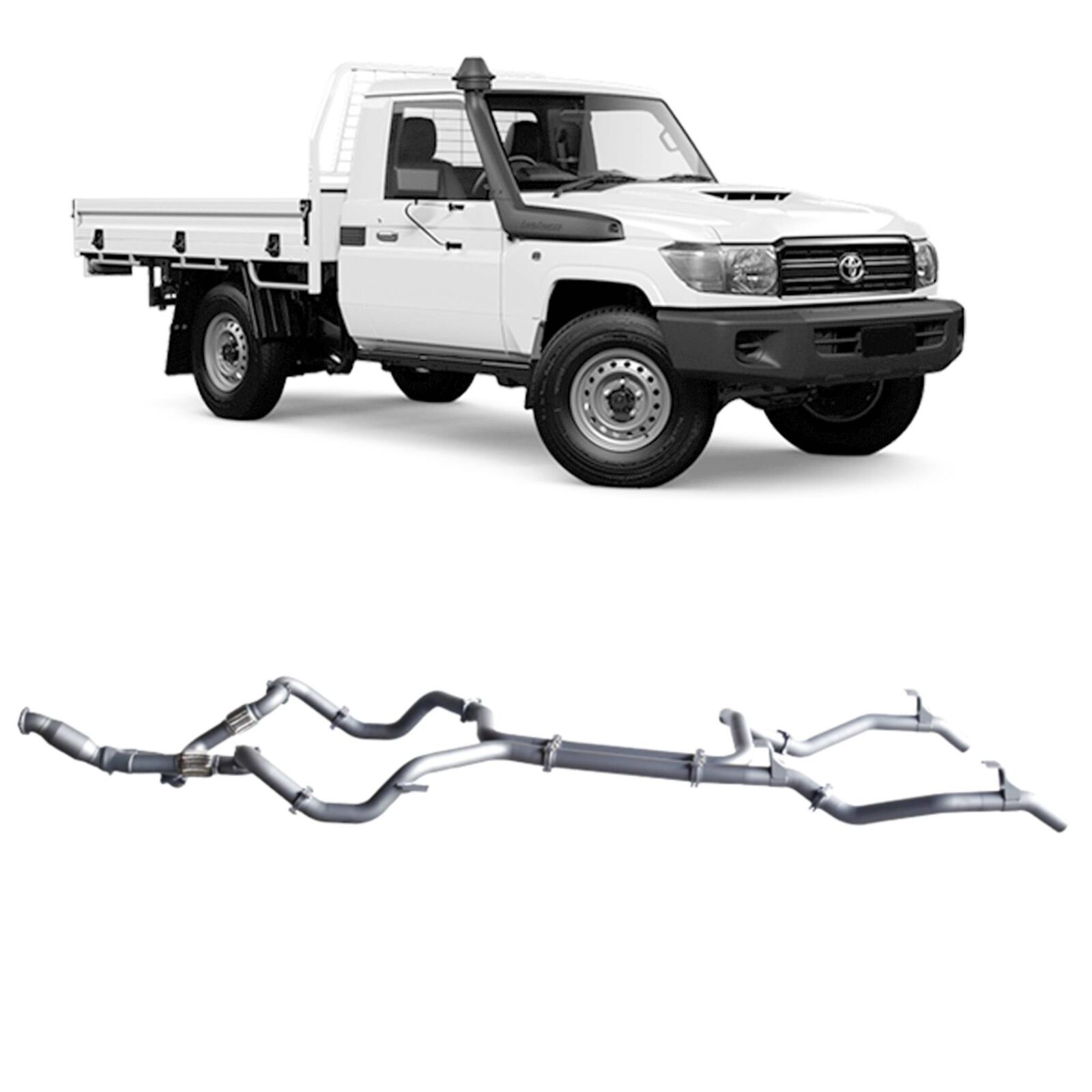 Redback 4x4 Extreme Duty Twin Exhaust for Toyota Landcruiser (01/2007 - 10/2016) image