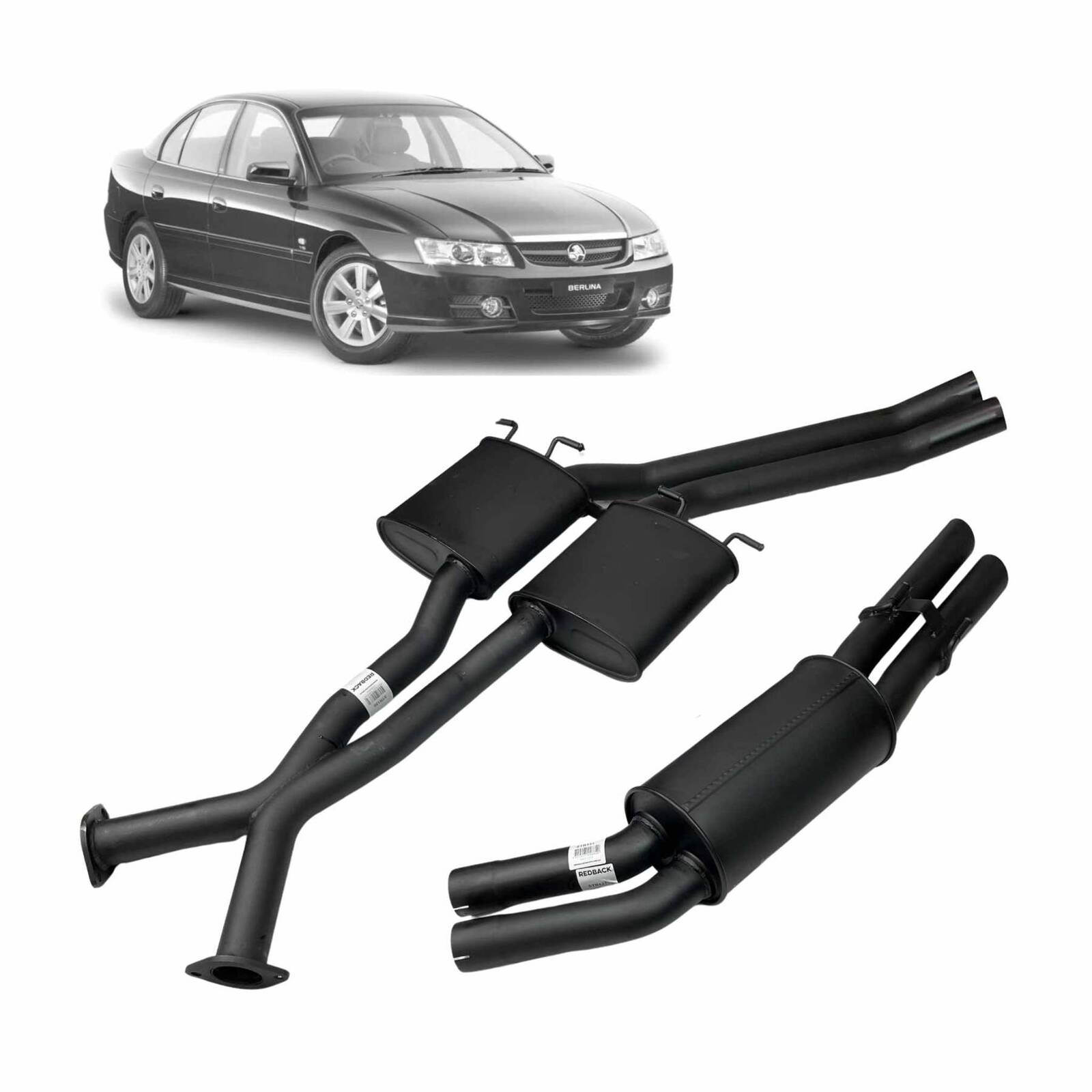 Redback Dual 2.5" Catback Exhaust for Holden Commodore VX VT VY VZ V8 LS1 5.7L And Supercharged V6 Sedan image