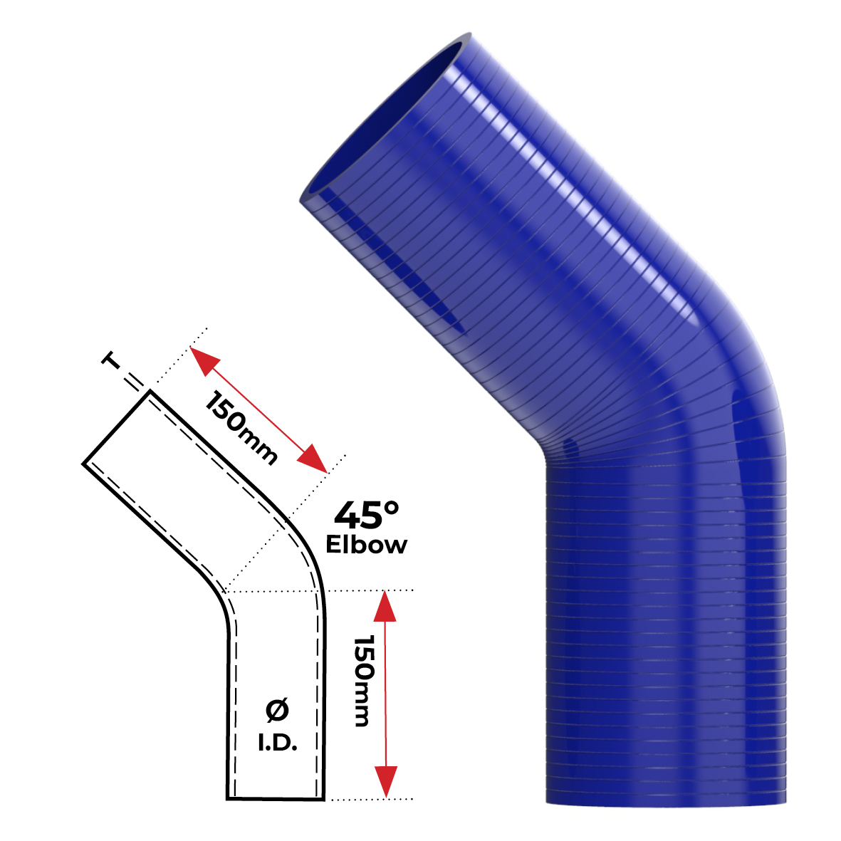 Redback Silicone Hose (3") 45° Bend image