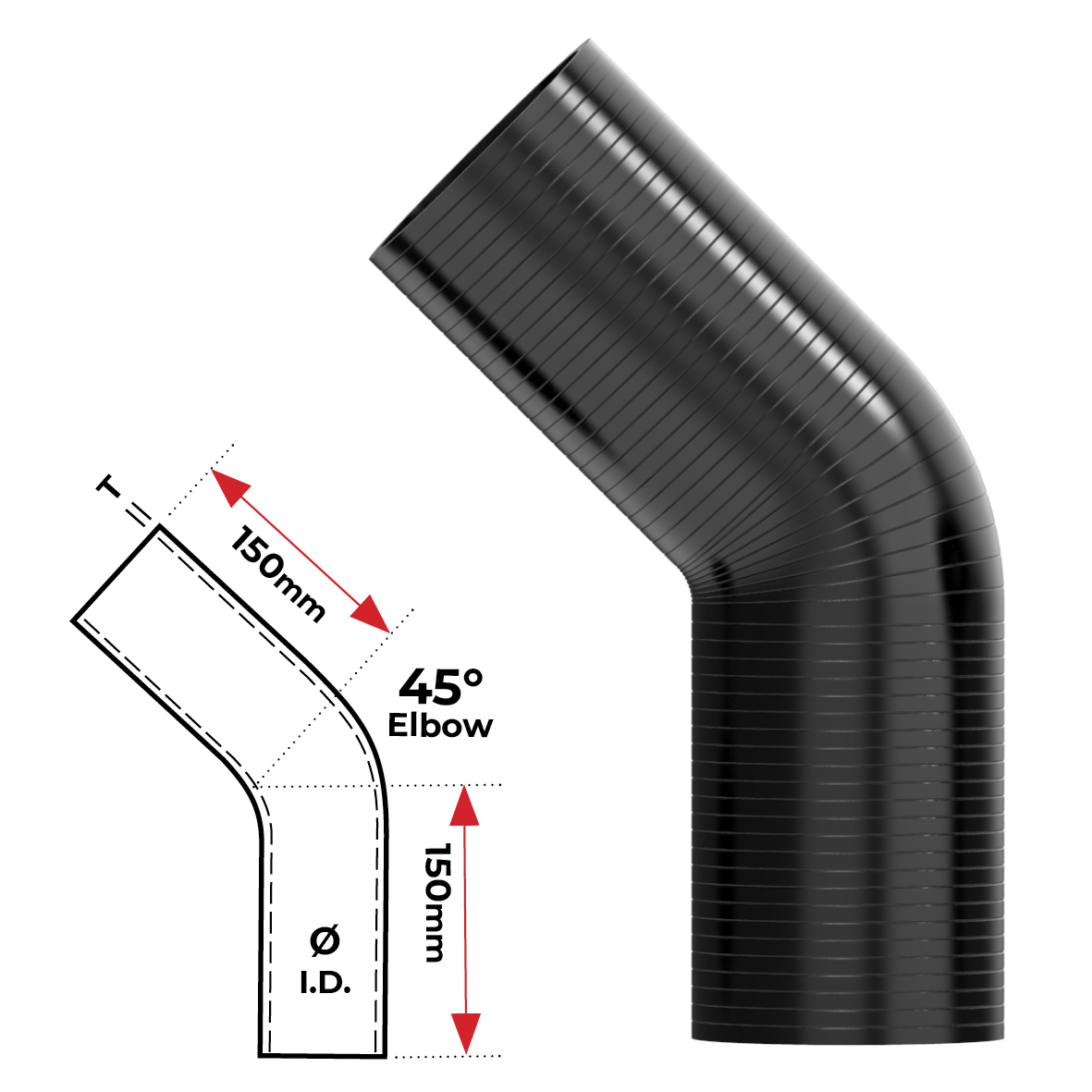 Redback Silicone Hose (3-1/2") 45° Bend image