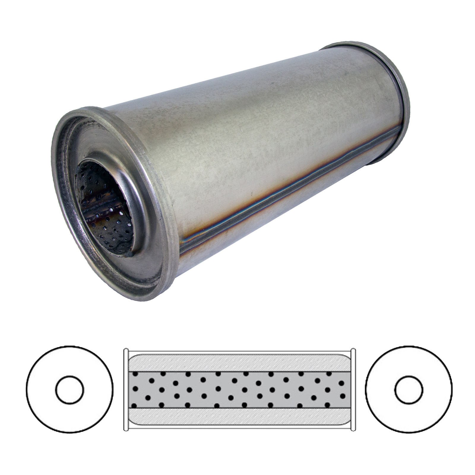 Redback Resonator 2.5" Inlet 5" Round, 12" Long Megaflow image