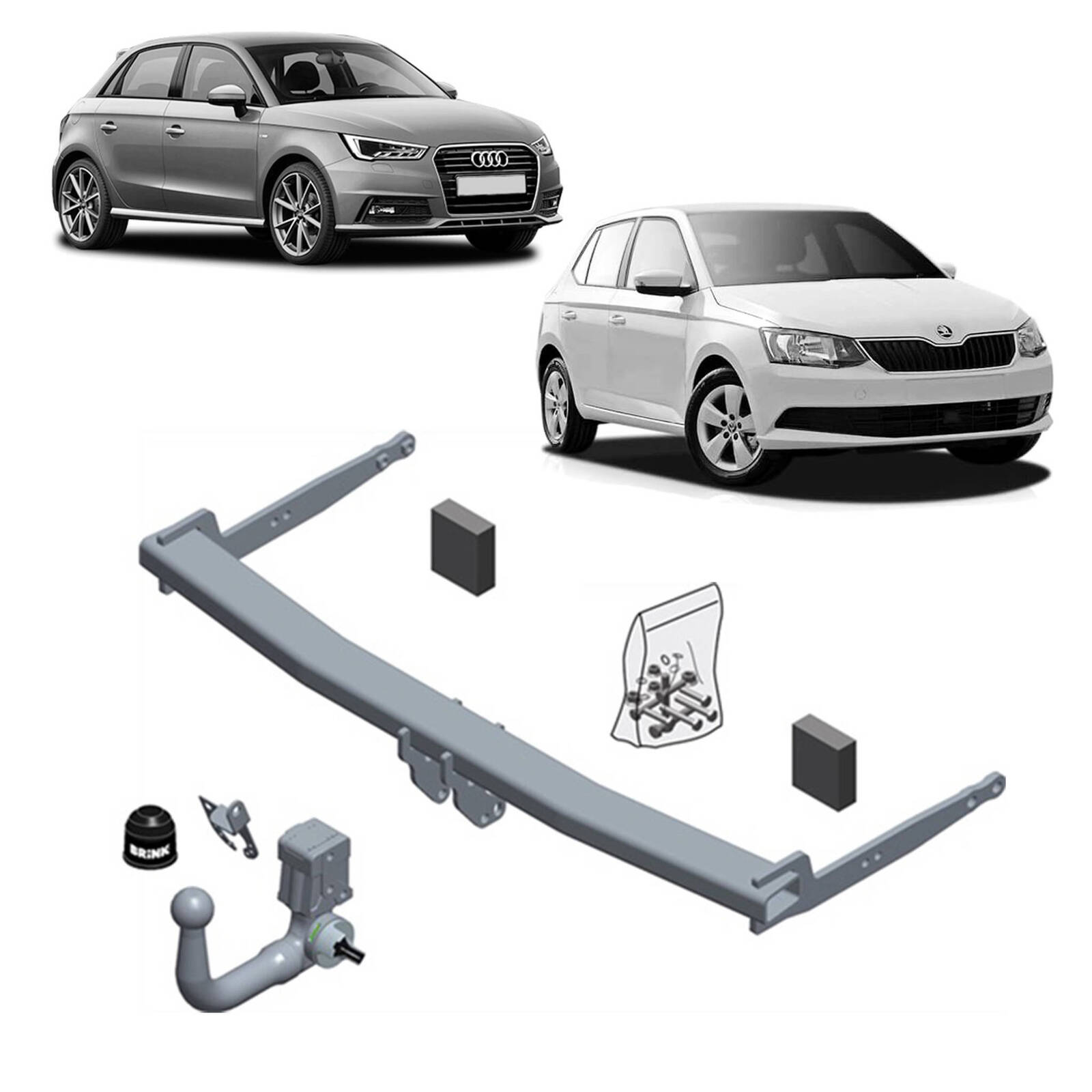 Brink Towbar for Audi A1 (05/2010 - 04/2015), Audi A1 (11/2011 - 10/2018), Skoda Fabia (03/2010 - 12/2014), Skoda Fabia (08/2014 - 08/2018), Skoda Fab image