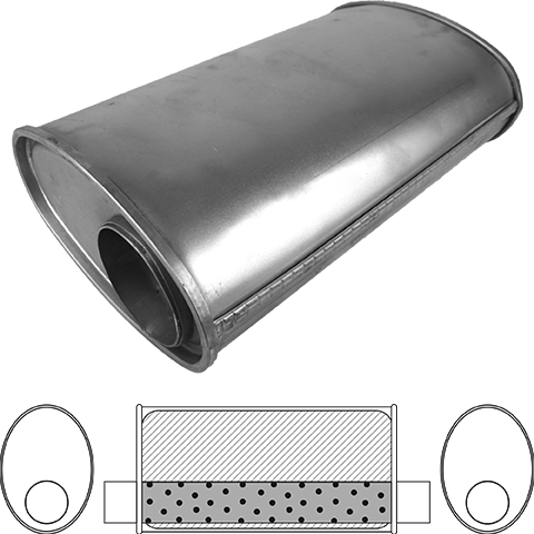 8" x 5" Oval, 10" Long, 3" Offset/Offset INLINE, Megaflow (No Spigots) image