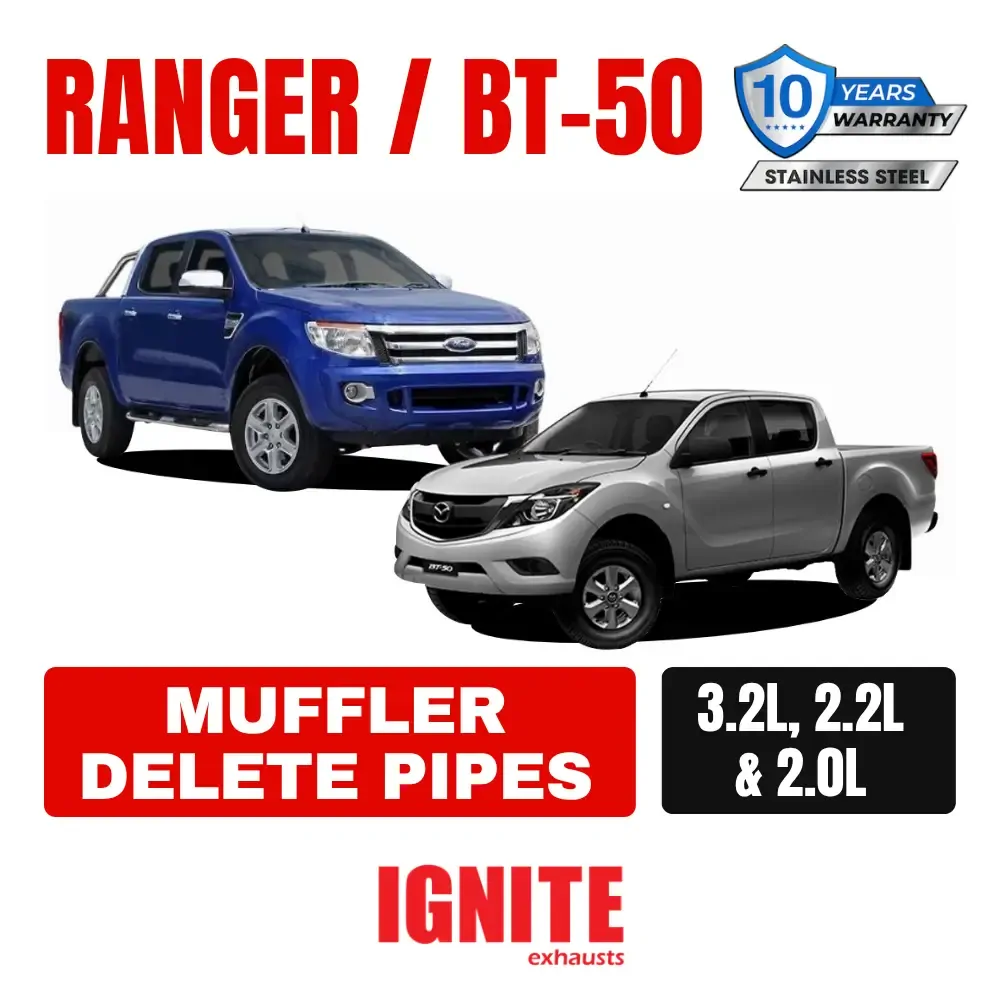 Ford Ranger Exhaust PX PX2 PX3 Mazda BT50 Rear Bolt On Muffler Delete Pipes
