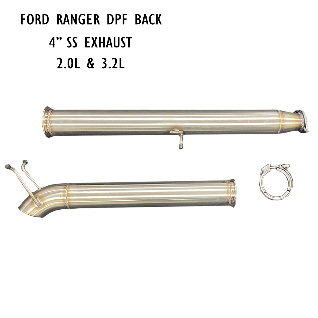 Ford PX Ranger 3.2L & 2.0L 4" DPF Exhaust Stainless Steel image