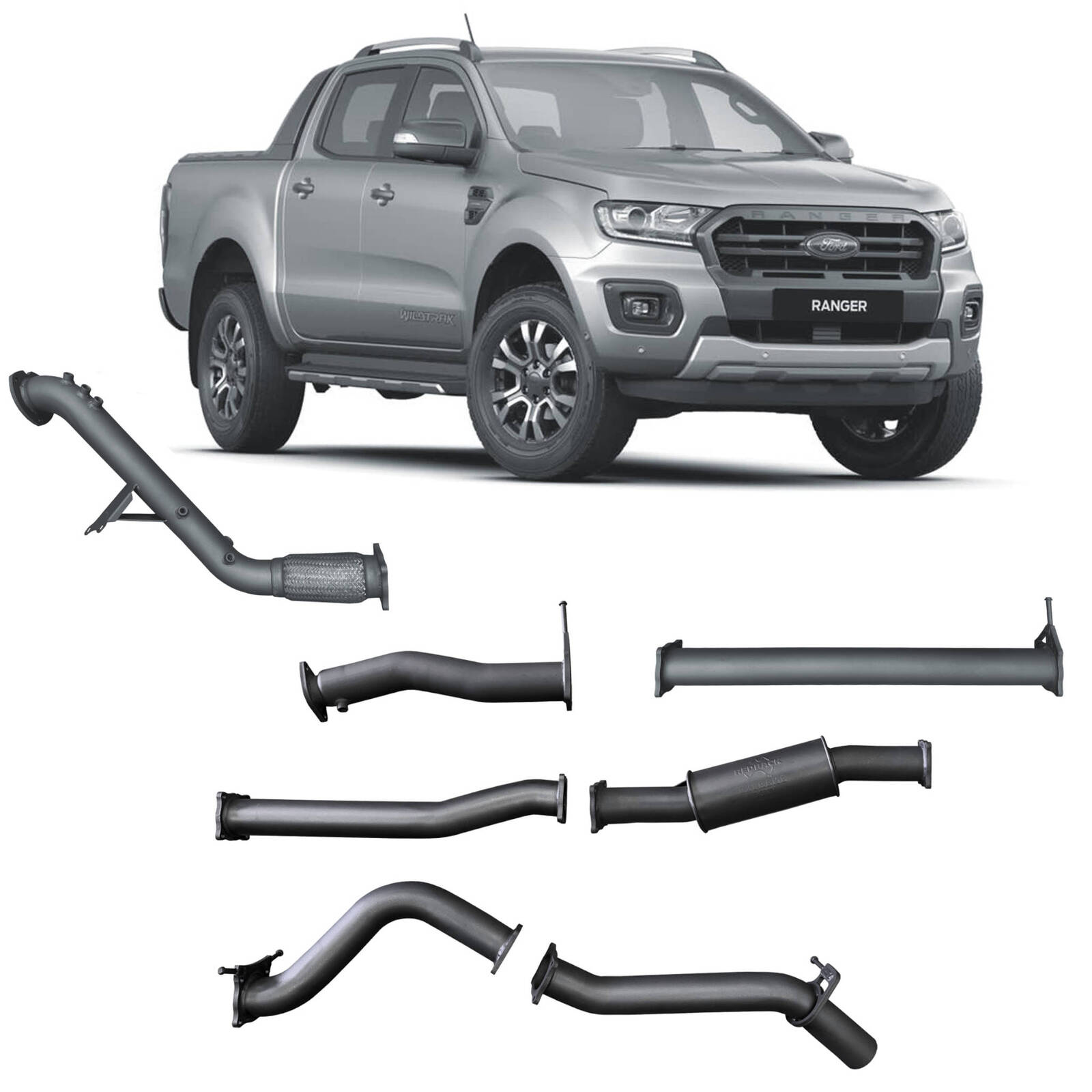 Redback Extreme Duty 3" Turbo Back Exhaust for Ford Ranger 3.2 2016-2022 with DPF Fittings image