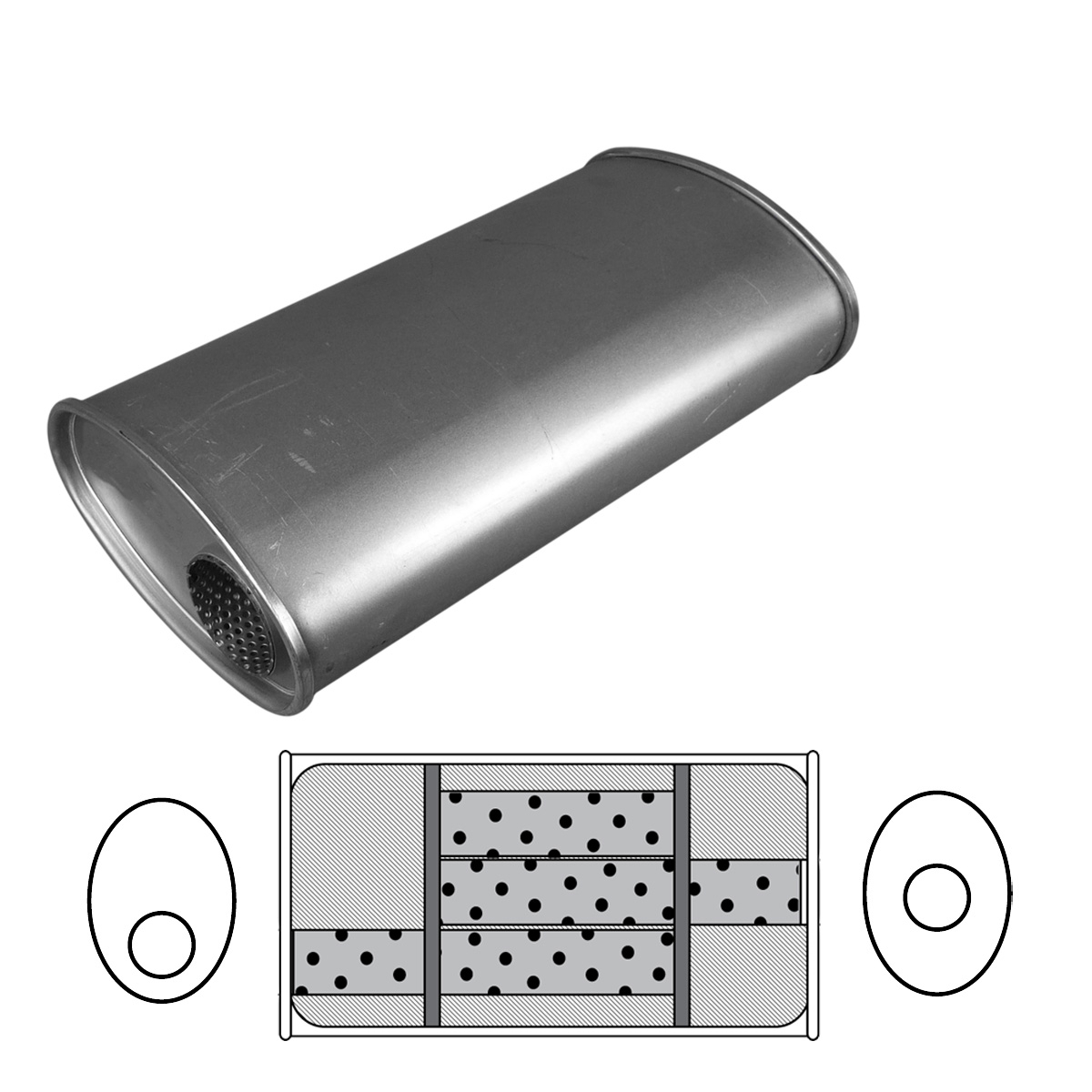 11" x 6" Oval, 20" Long, 2 1/4" Offset/Centre, Triflow (No Spigots) image