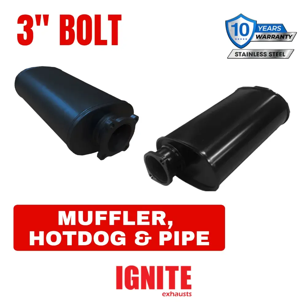 Ignite Exhaust 3" Bolt in Muffler, Hotdog & Pipe