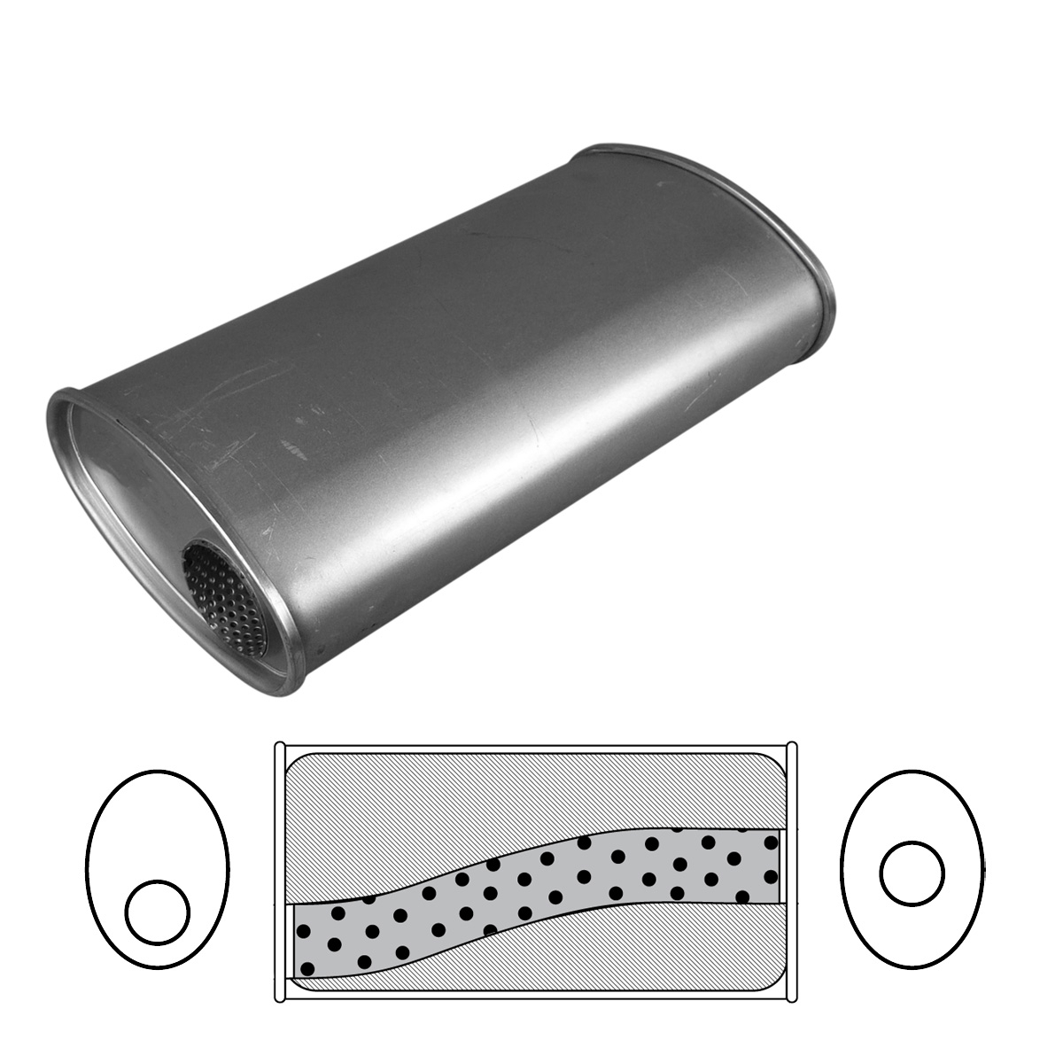 8" x 4" Oval, 14" Long, 2" Offset/Centre, Megaflow image