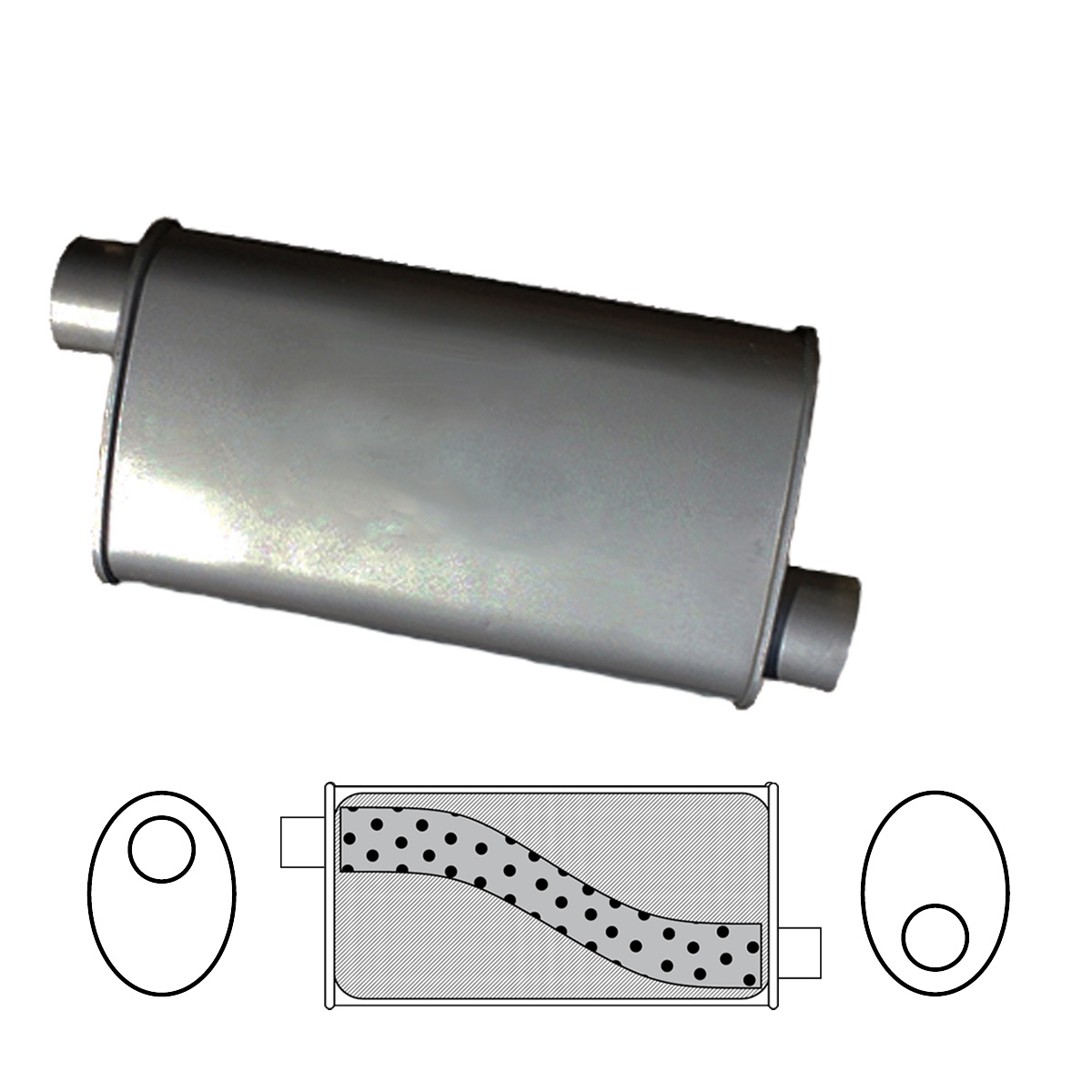 8" x 4" Oval, 16" Long, 2" Offset/Offset, Megaflow image