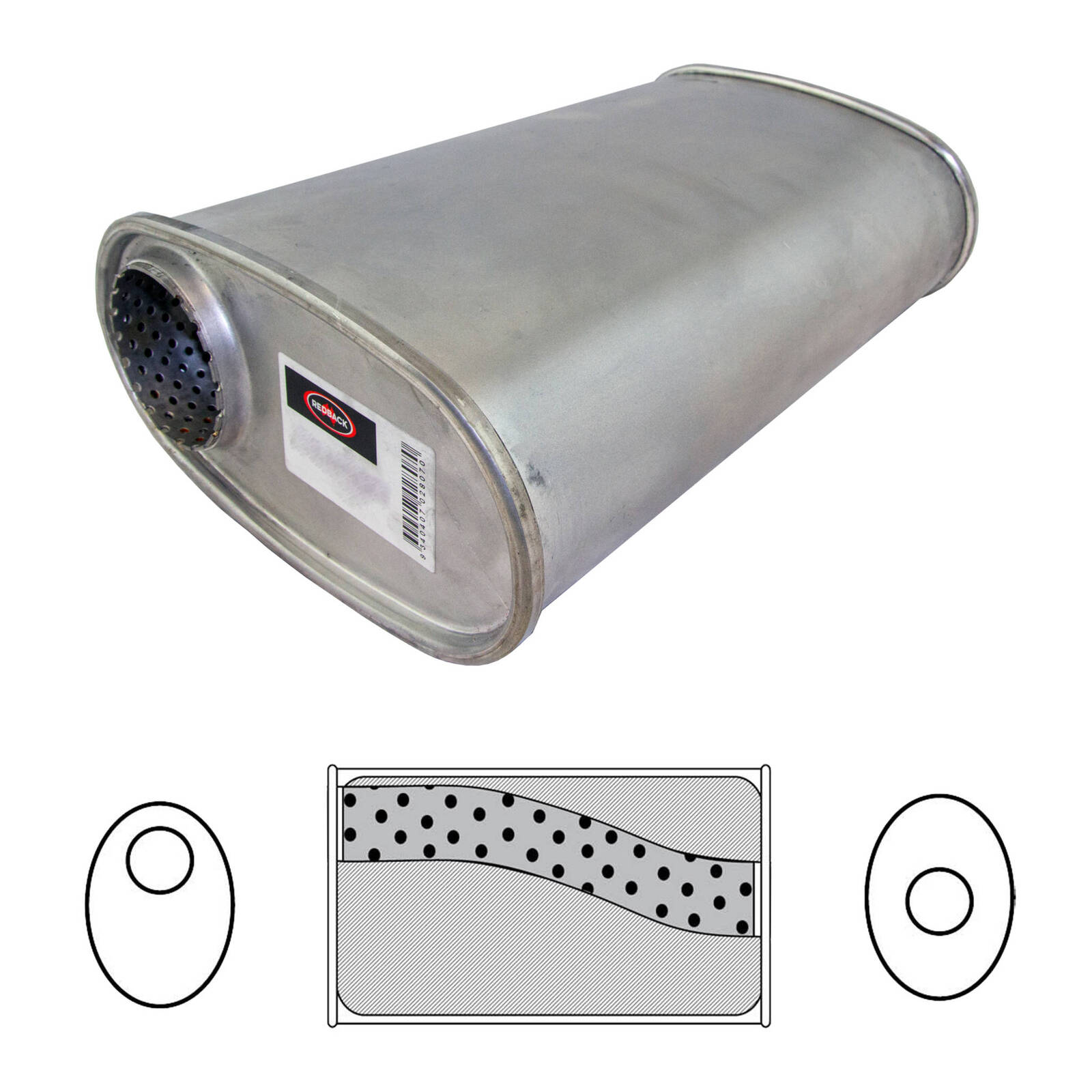 8" x 4" Oval, 14" Long, 2 1/4" Offset/Centre, Megaflow (No Spigots) image