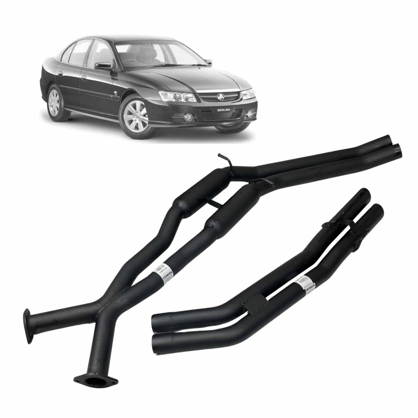 Redback Exhaust for Holden Commodore 5.7L V8 VT VX VY VZ And VZ V6 Or Supercharged Sedans - Cat Back with Hotdogs & Rear Muffler Delete image