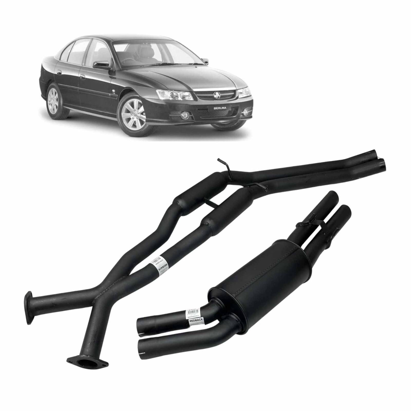 Redback Exhaust for Holden Commodore 5.7L V8 VT VX VY VZ And VZ V6 Or Supercharged Sedans - Cat Back with Hotdogs & Rear Muffler image