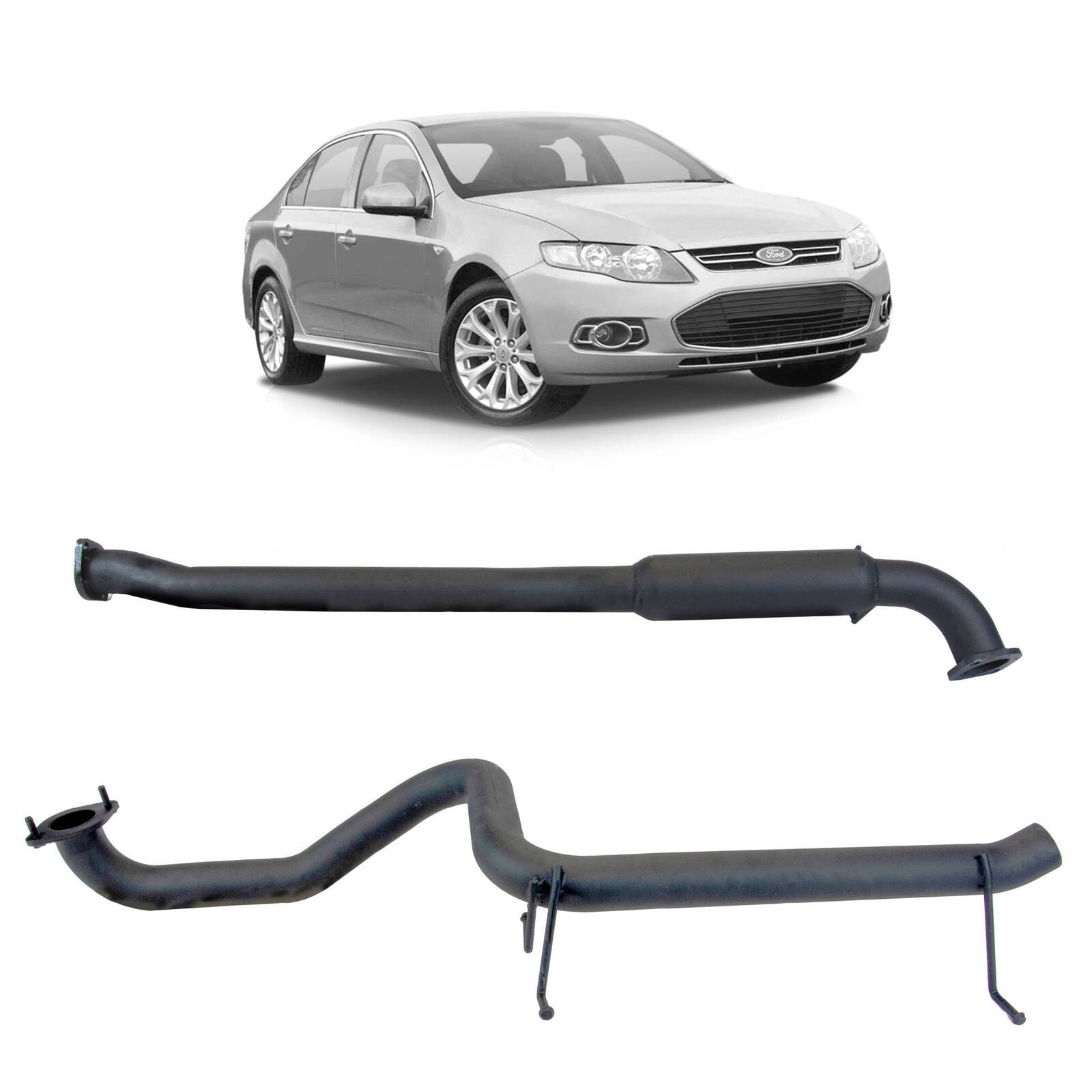 Redback Exhaust 2.5" System with Hotdog Centre and Rear Muffler Delete for Ford FG Falcon Sedan image