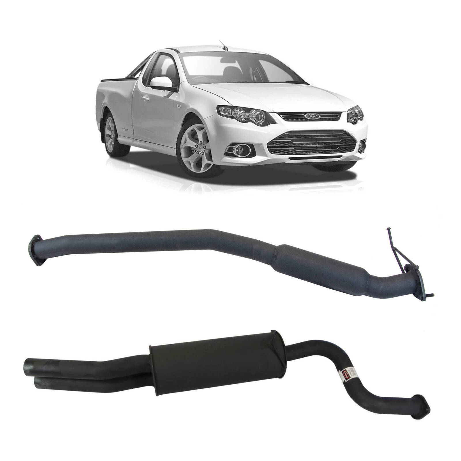 Redback Exhaust 2.5" System  with Hotdog Centre for Ford FG Falcon Ute  (02/2008 - 12/2014) image