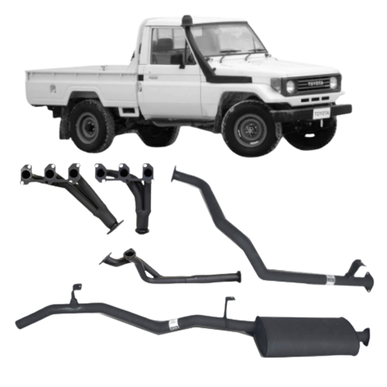 Redback Performance Headers and Exhaust for Toyota Landcruiser 75 and 78 Series 4.2L 1HZ image