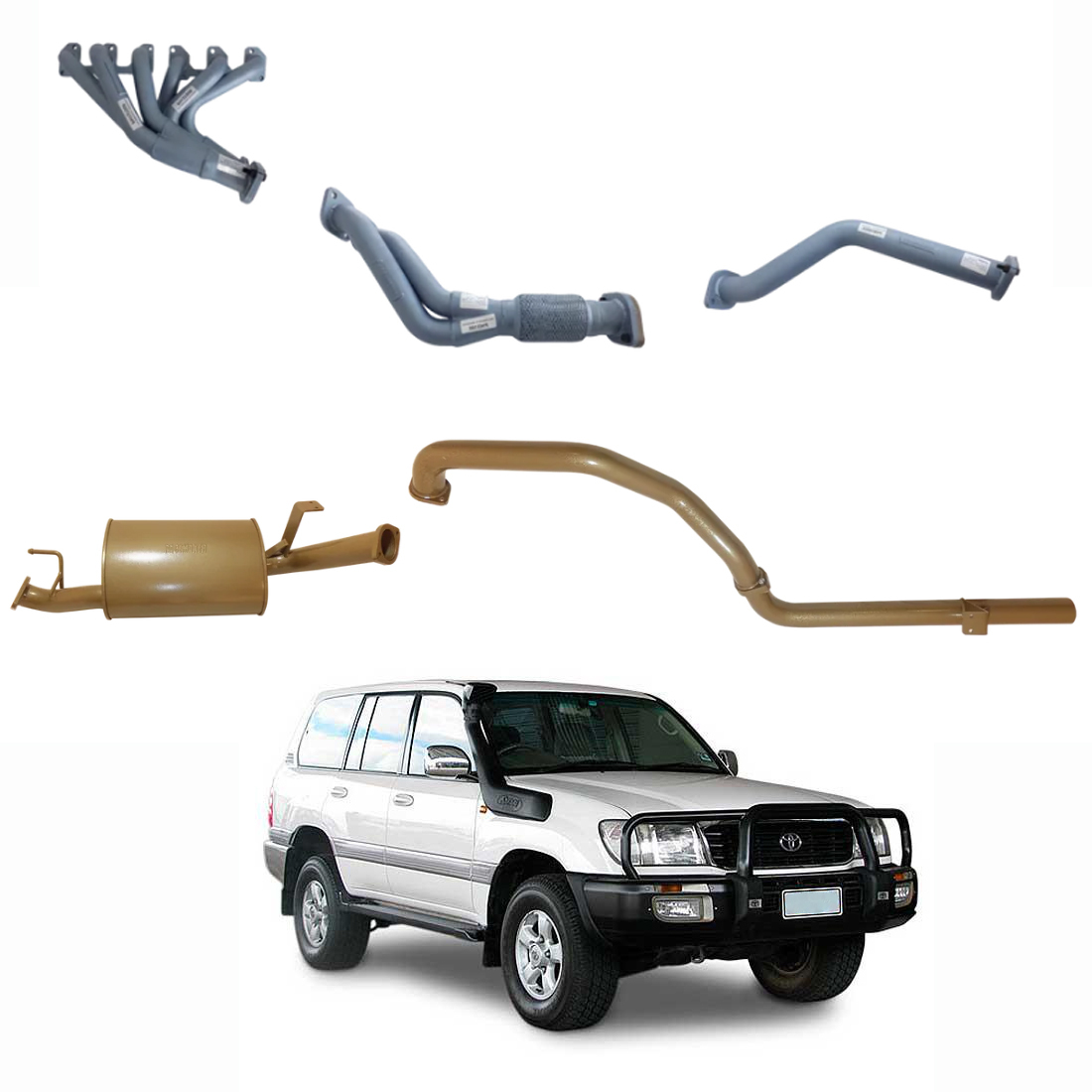 Toyota Landcruiser 100/105 Series 6 Cyl 4.2L Diesel 1998/2008 Non Turbo - Single 2 1/2" with Headers Kit image