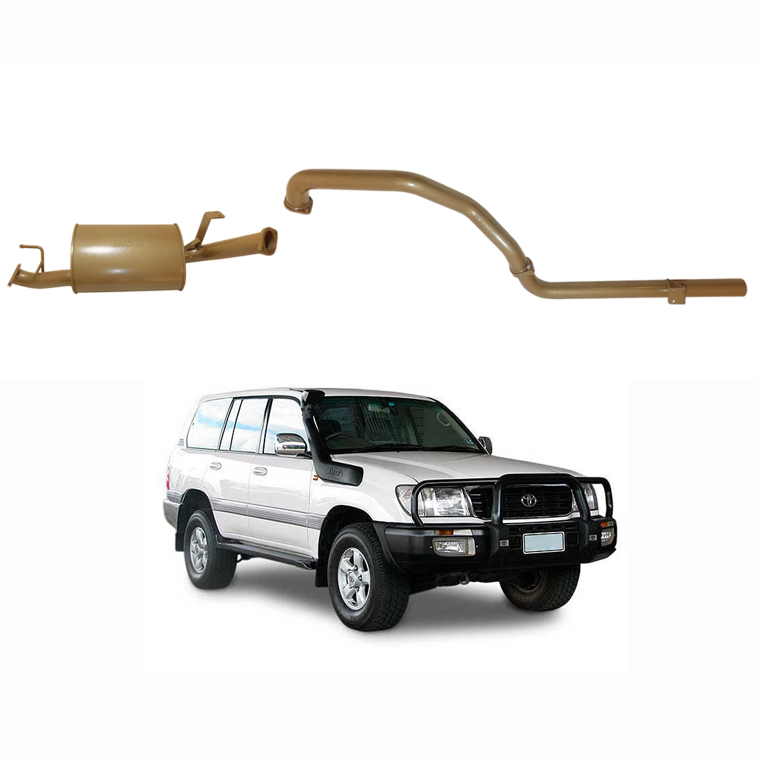 Toyota Landcruiser 100/105 Series 6 Cyl 4.2L Diesel 1998/2008 Non Turbo - Single 2 1/2" Exhaust image