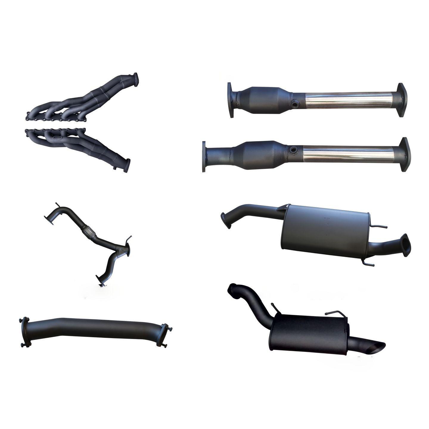 Manta Nissan Patrol Y62 V8 5.6L Wagon 3in Full Exhaust System - Extractors, Hi Flow cats, muffler centre Aluminised Steel image