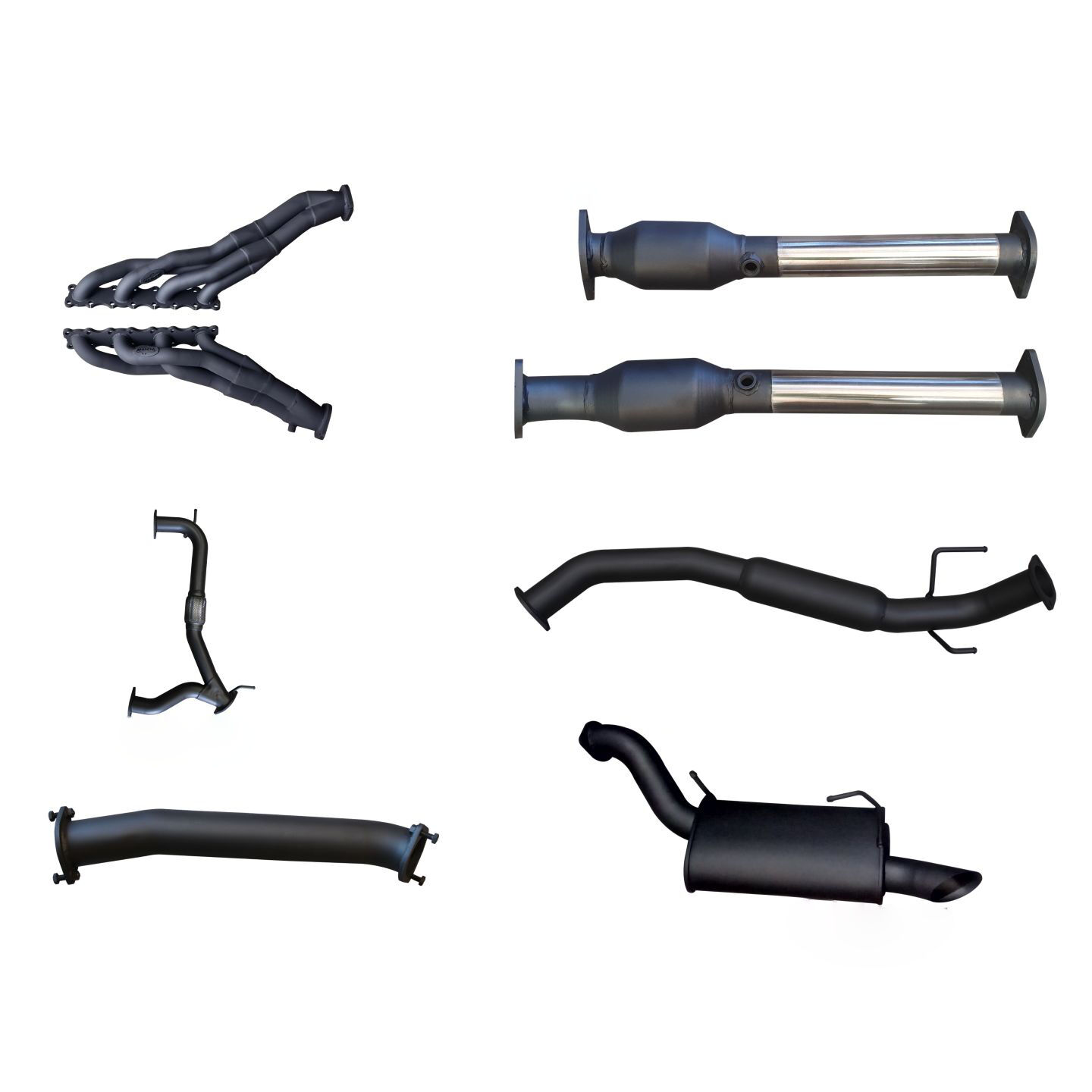 Manta Nissan Patrol Y62 V8 5.6L Wagon 3in Full Exhaust System - Extractors, Hi Flow cats, hotdog centre Aluminised Steel image
