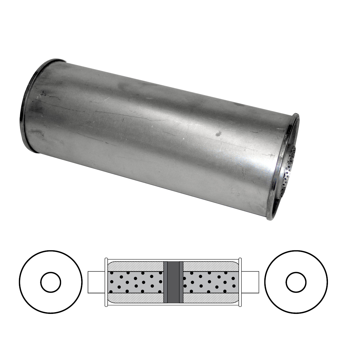 6" Round, 14" Long, 2 1/2" Centre/Centre - Chambered image