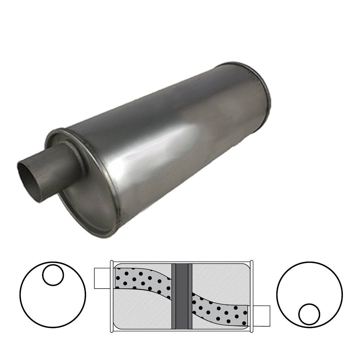 6" Round, 14" Long, 2 1/2" Offset/Offset - Chambered image
