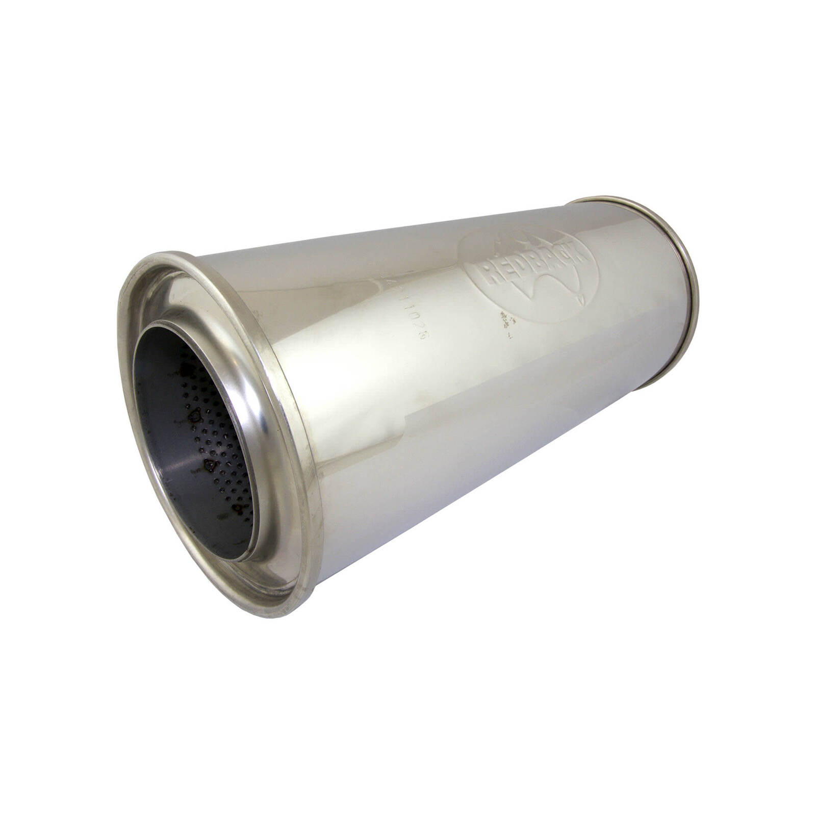 Redback 3.5" Muffler 6" Round 14" Long Straight Through 304 Stainless image