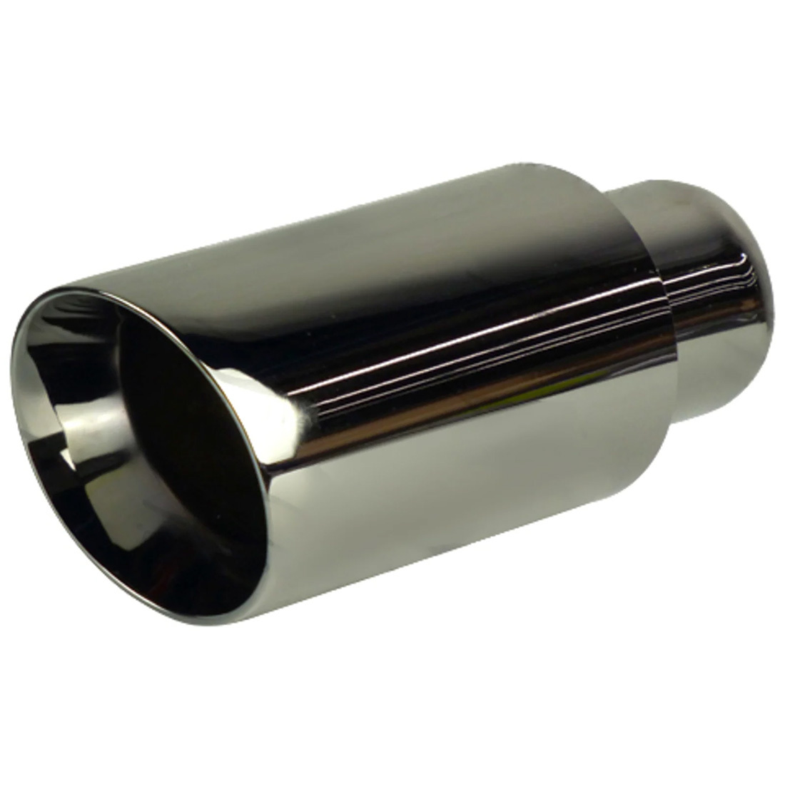 3.5" Exhaust Tip Double Walled / Angle Cut Inner Cone Black Chrome Finish image