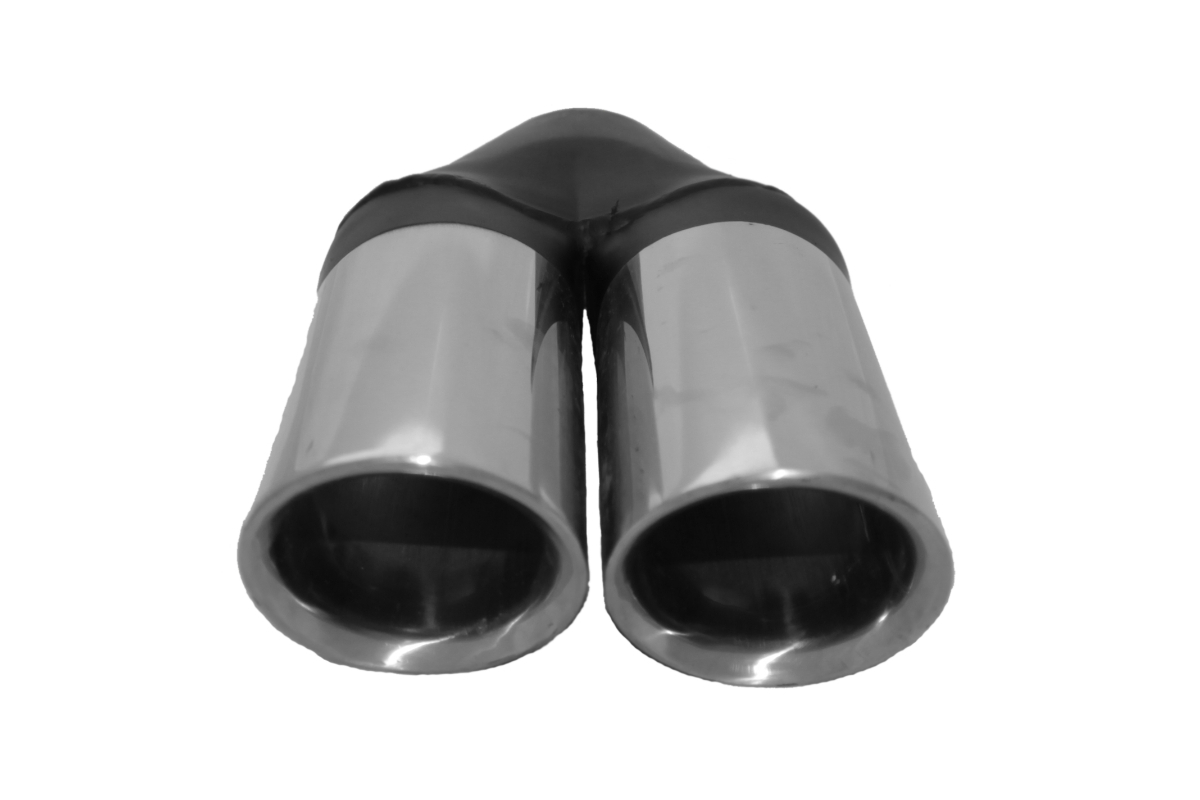 Dual 3" Stainless Steel Exhaust tip Passenger Side Double Wall Angle Cut image