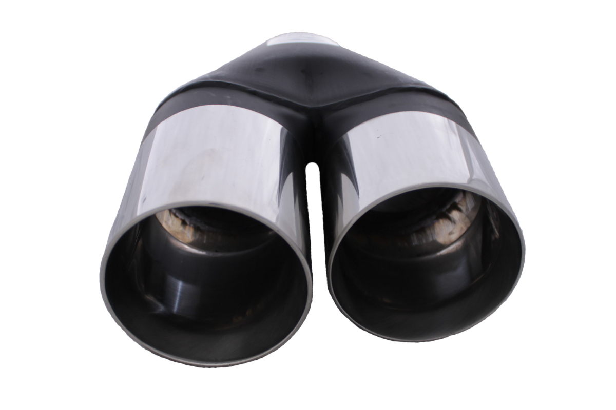 Dual 3.5" Exhaust Tip Y-Piece Inner Cone Staggered Twin 3 ½" Out 9" Long 304 SS image