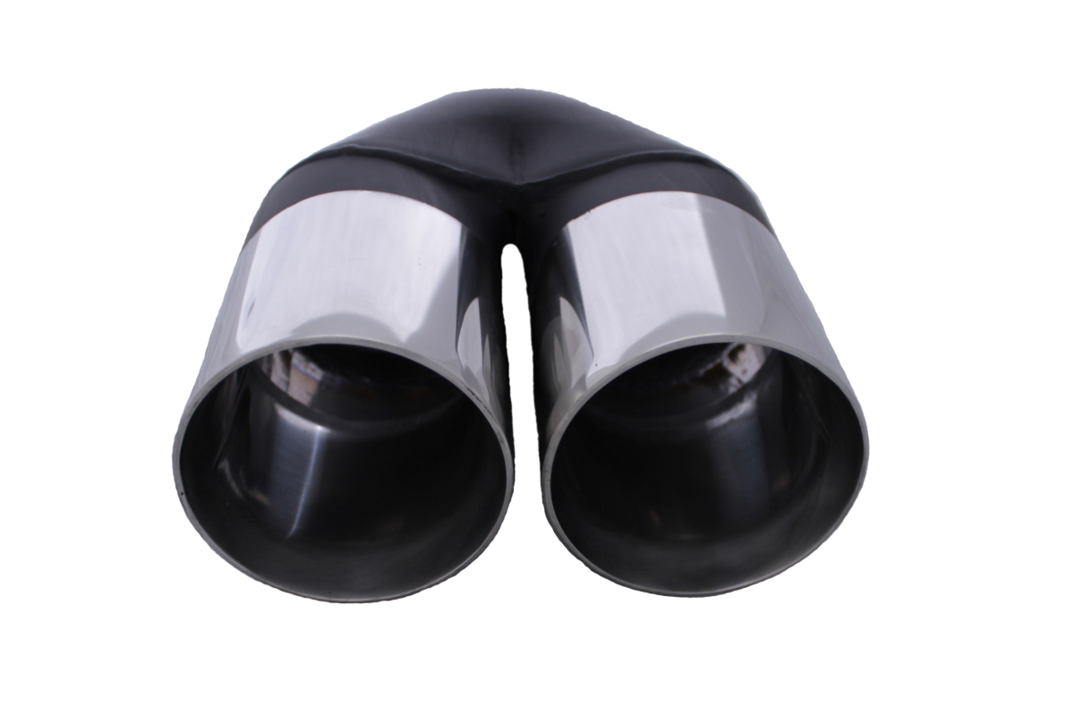 Dual 3.5" Stainless Steel Exhaust Tip Straight Cut Double wall image