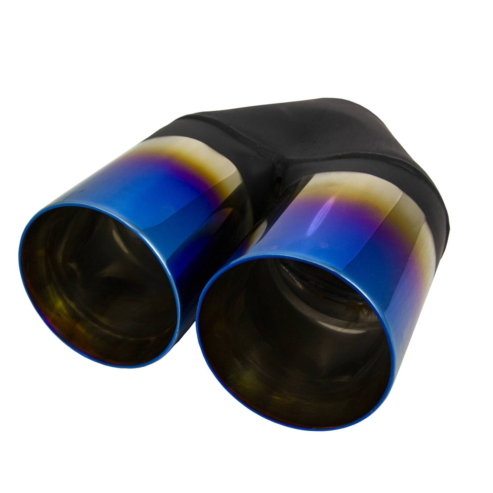 Y-Piece 3.5" Exhaust Tip - Titanium Blue Finish Double Wall Inline image