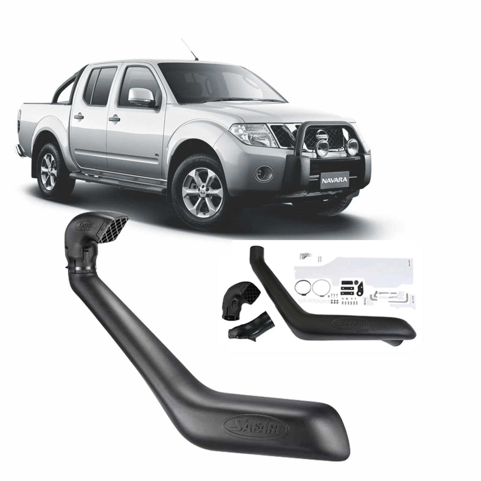 SAFARI SNORKEL NISSAN NAVARA ST STR D40 2.5L YD25DDTI TURBO DIESEL 5/10 ONWARDS SS731HF image