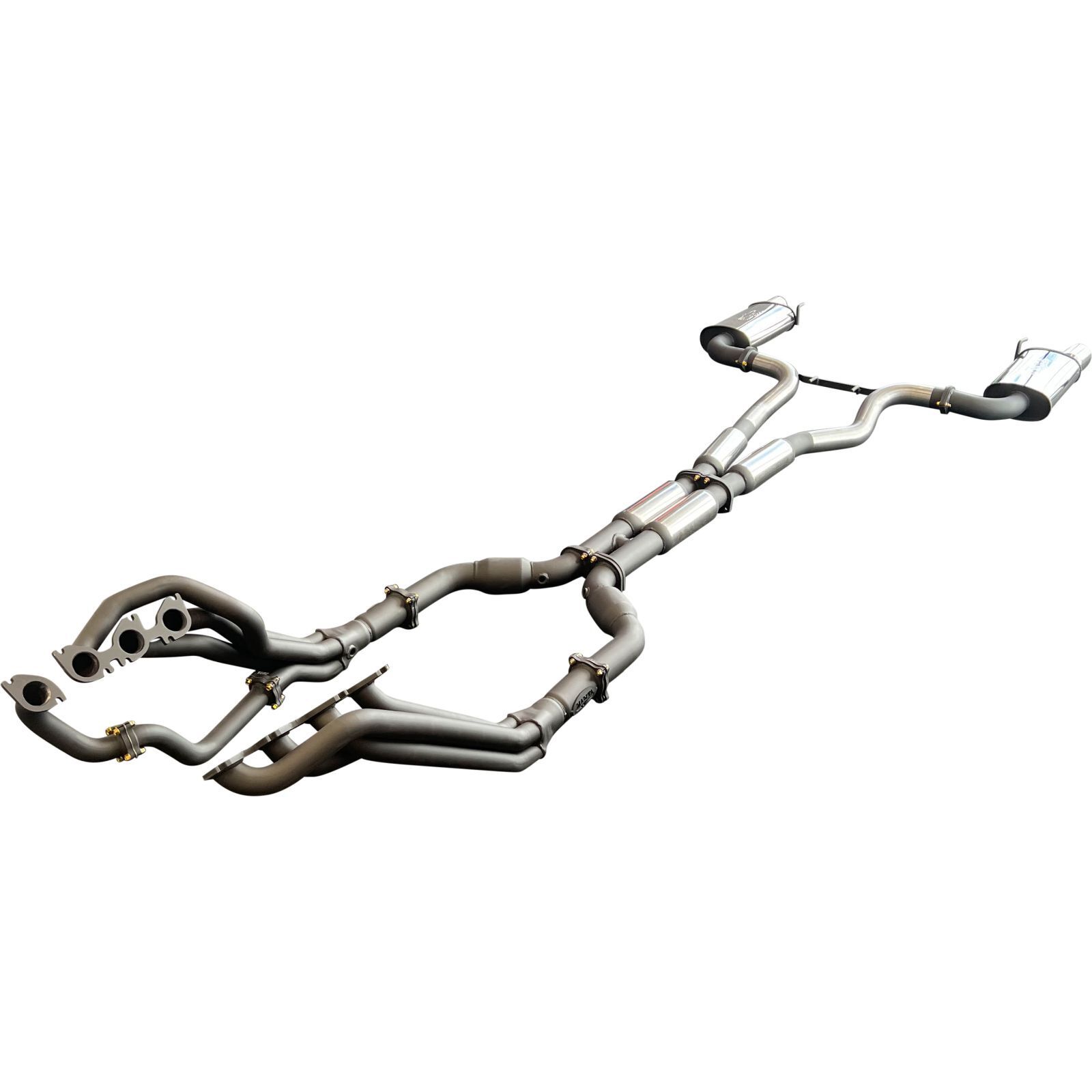 Manta Ford Mustang V8 FN 2018+ 3in Full Ceramic Headers W/Out Centre Muffler With Quad Tip Rear Bi-Modals image