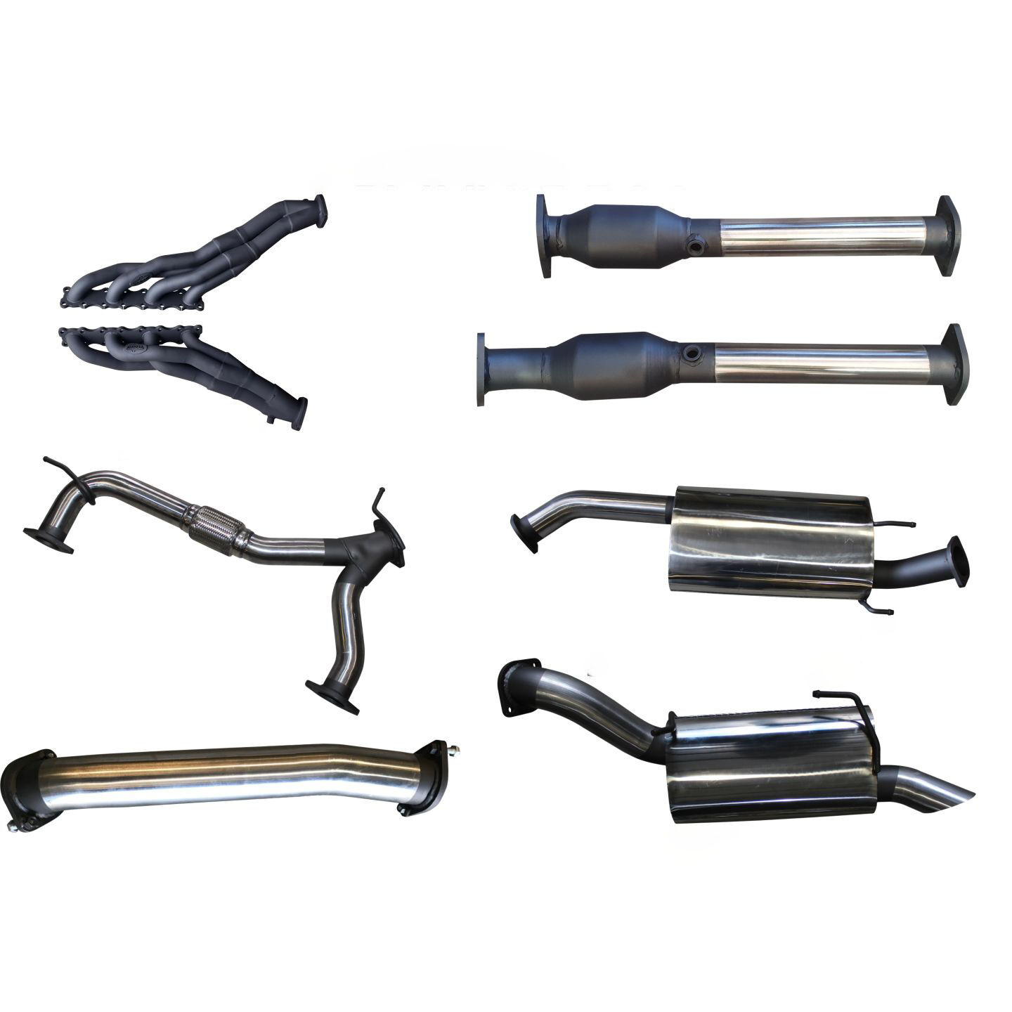 Manta Nissan Patrol Y62 V8 5.6L Wagon 3in Full Exhaust System - Extractors, Hi Flow cats, muffler centre Stainless Steel image