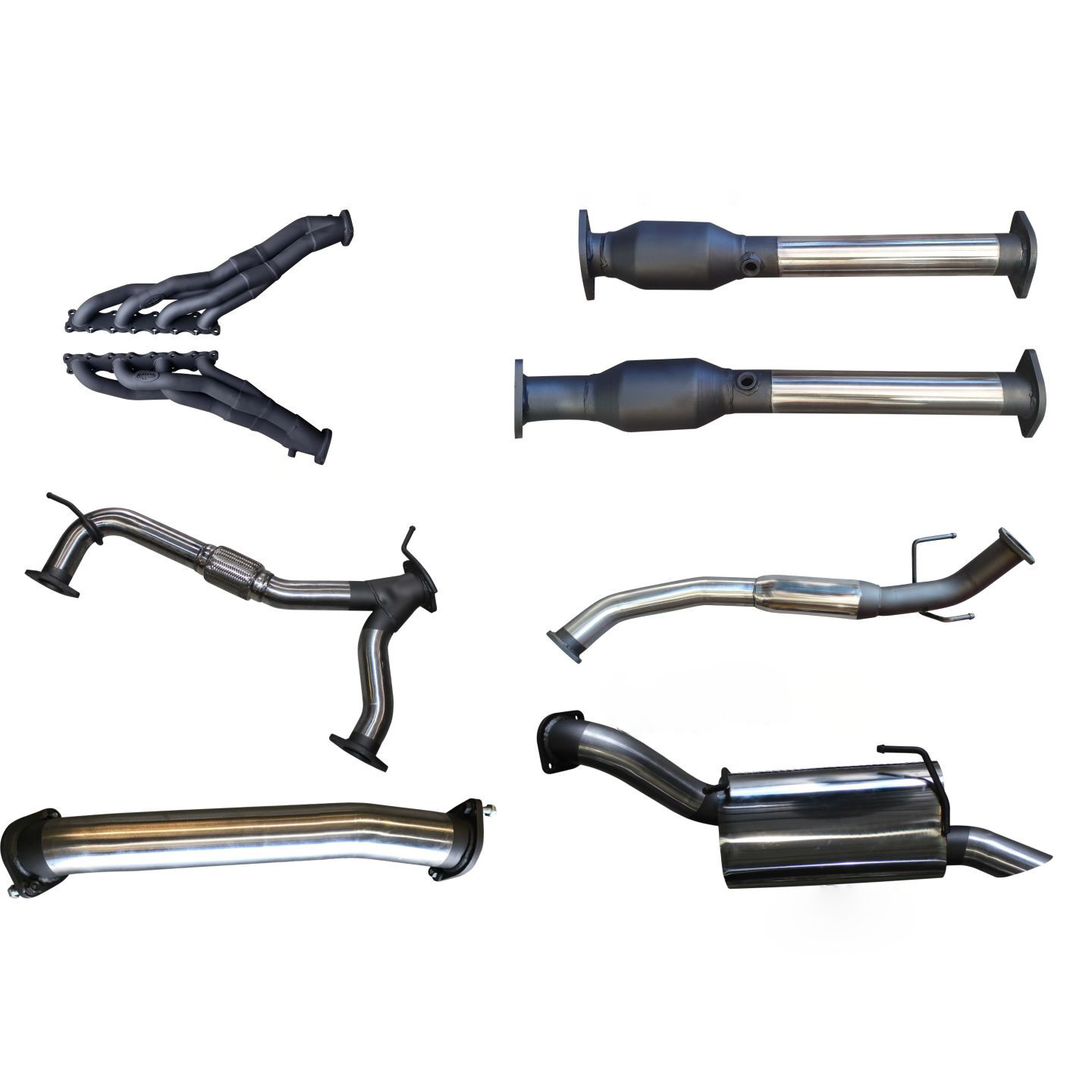 Manta Nissan Patrol Y62 V8 5.6L Wagon 3in Full Exhaust System - Extractors, Hi Flow cats, hotdog centre Stainless Steel image