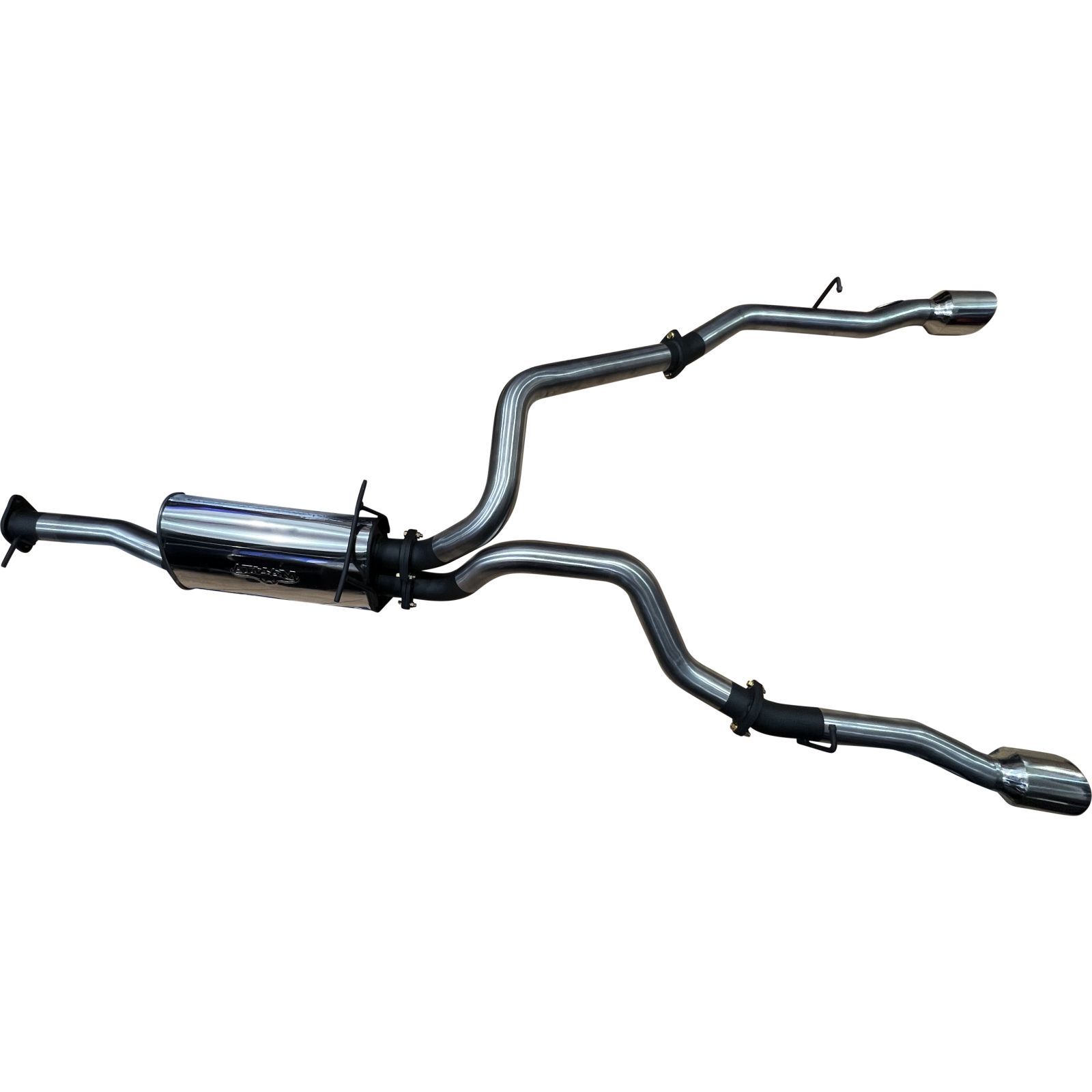 Manta RAM 1500 DT 5.7L V8 3in Single into Twin, Factory Cat Back Exhaust, with 5in Chrome tips Stainless Steel image