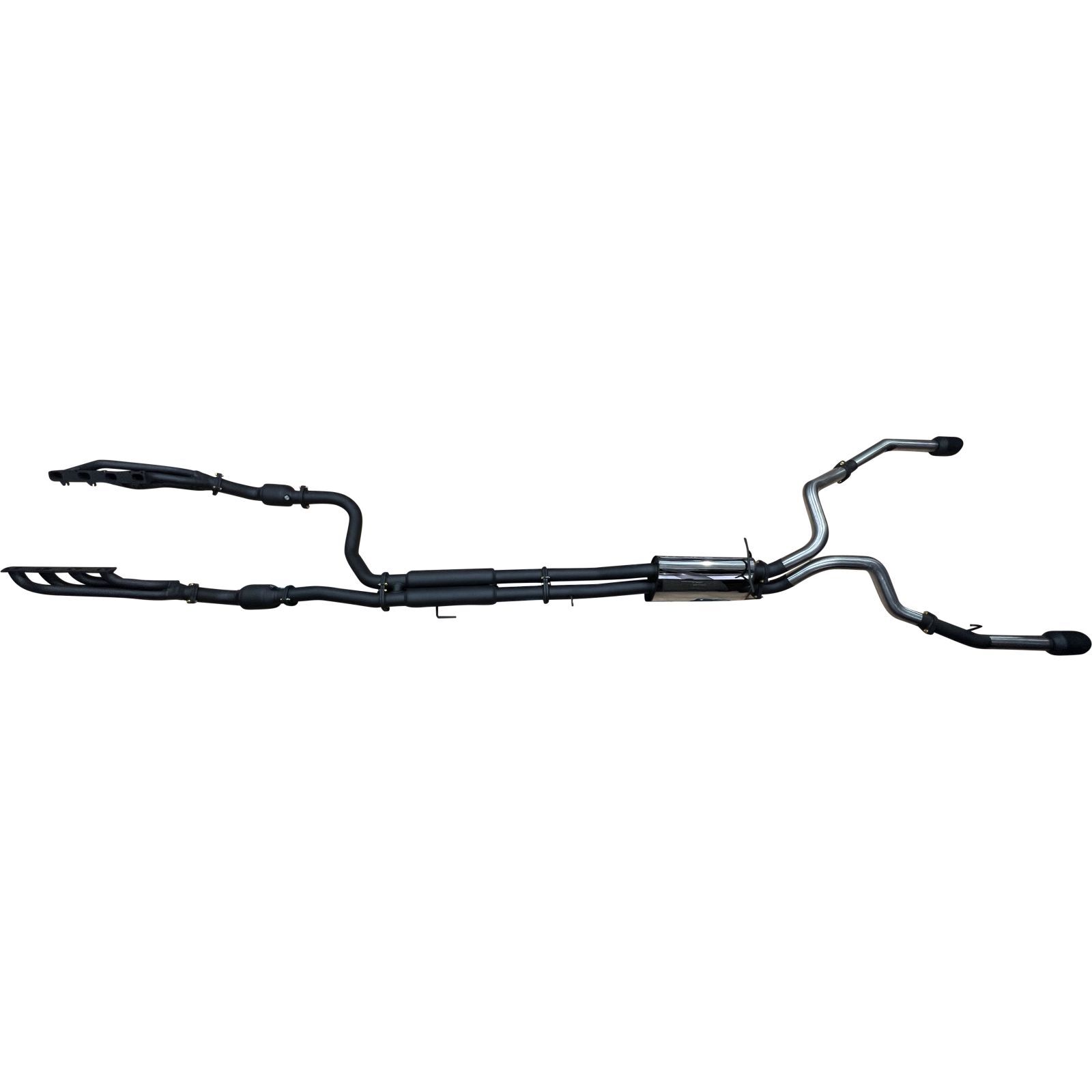 Manta RAM 1500 DS 5.7L V8 3in Twin Full Exhaust, with Extractors & Cats, & 5in Black tips Stainless Steel image