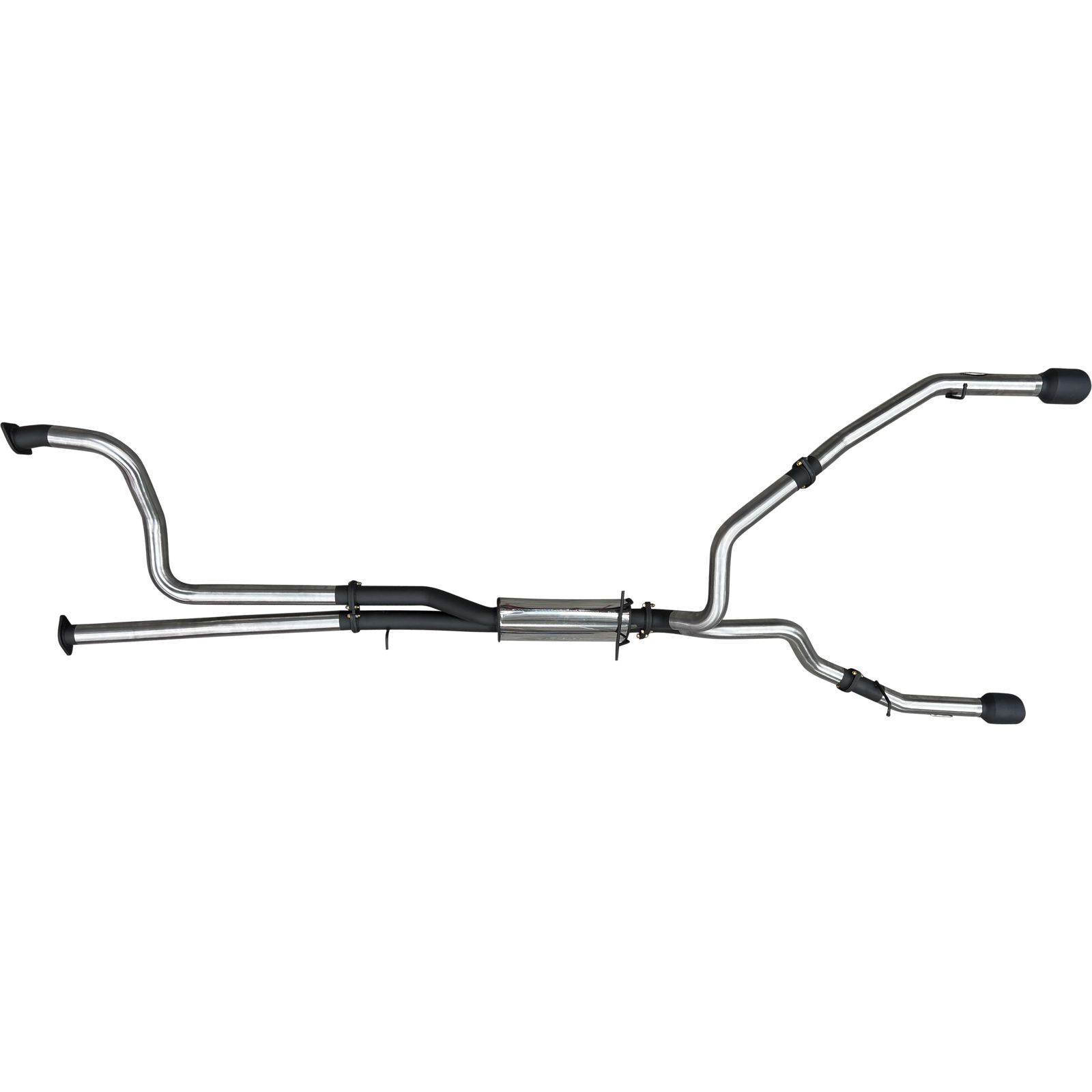 Manta RAM TRX 6.2L V8 3in Twin Cat Back Exhaust with 5in Black Tips Stainless Steel image