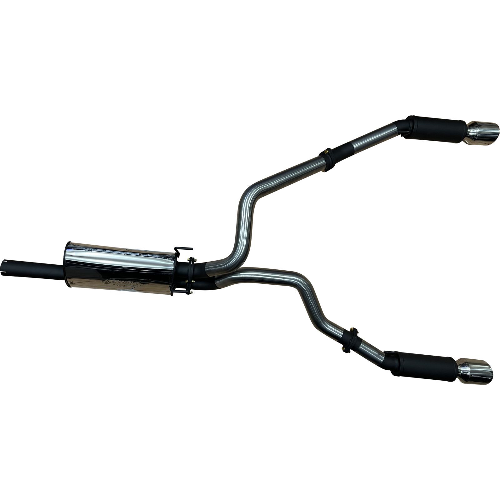 Manta RAM DS 1500 5.7L V8 3in Twin Cat Back Exhaust, Rear Mufflers With 5in Chrome Tips Stainless Steel image