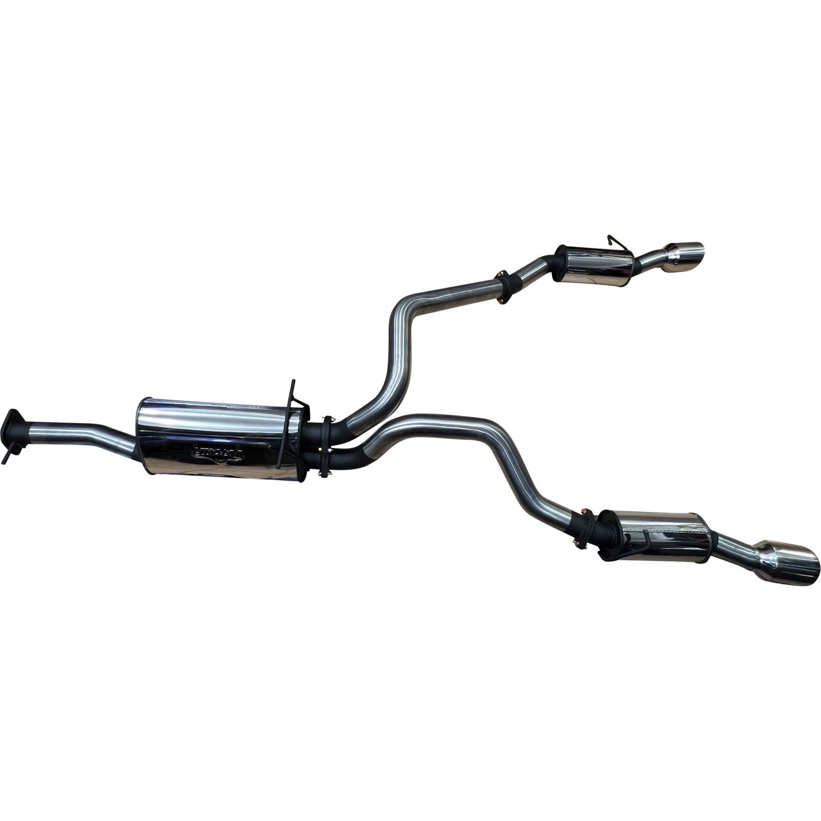 Manta RAM DT 1500 5.7L V8 3in Twin Cat Back Exhaust, Rear Muffler With 5in Chrome tips Stainless Steel image