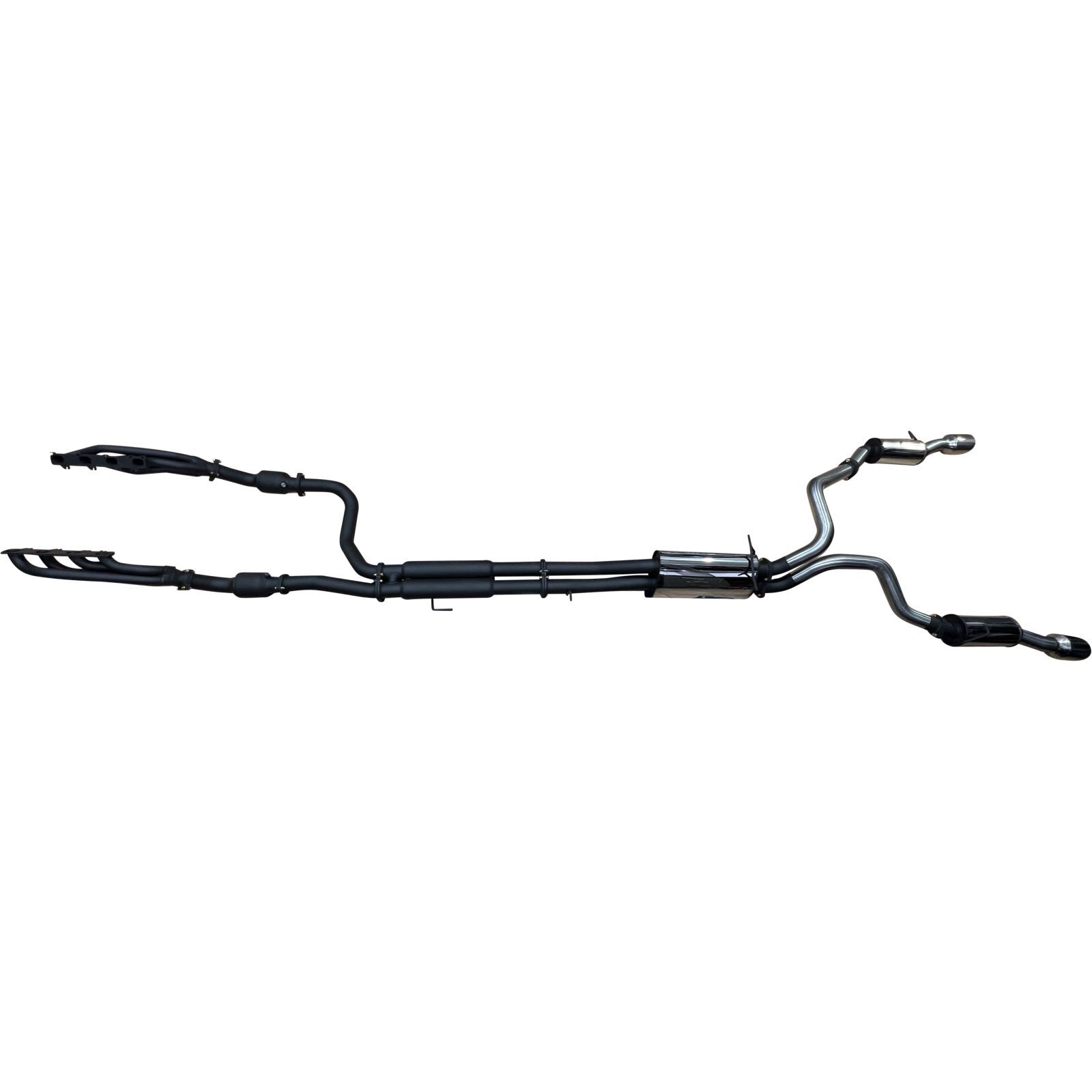 Manta RAM DT 1500 5.7L V8 3in Twin Full Exhaust, with Extractors & Cats, Rear Mufflers 5in Chrome tips Stainless Steel image