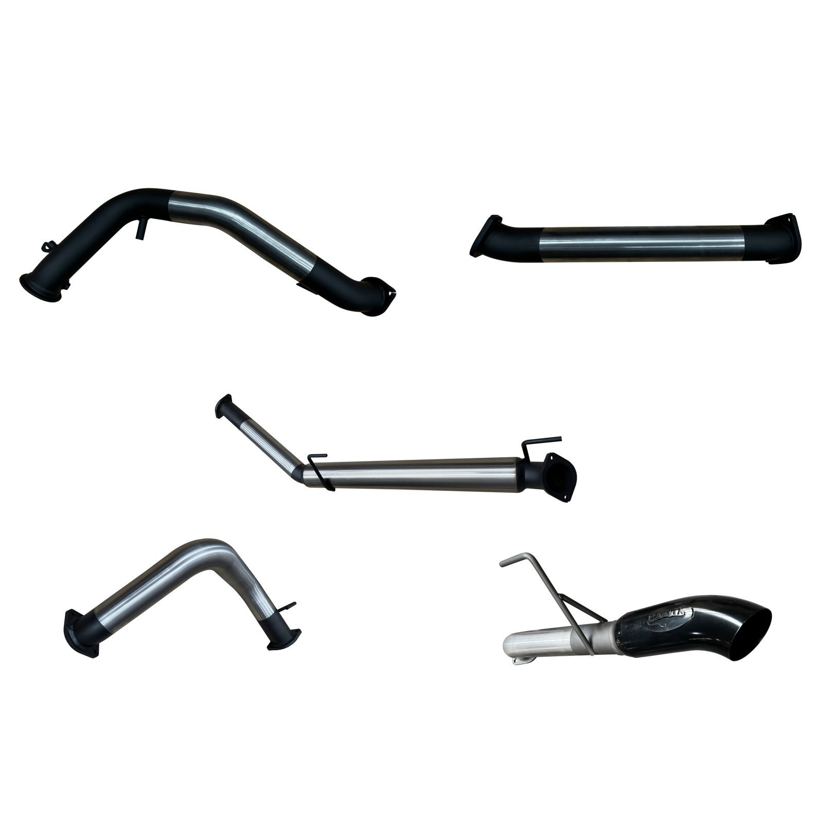 Manta Toyota Landcruiser 300 Series V6 3IN Turbo Back Without Cat & WithoutMufflers, Black 4IN TIP Stainless Steel image
