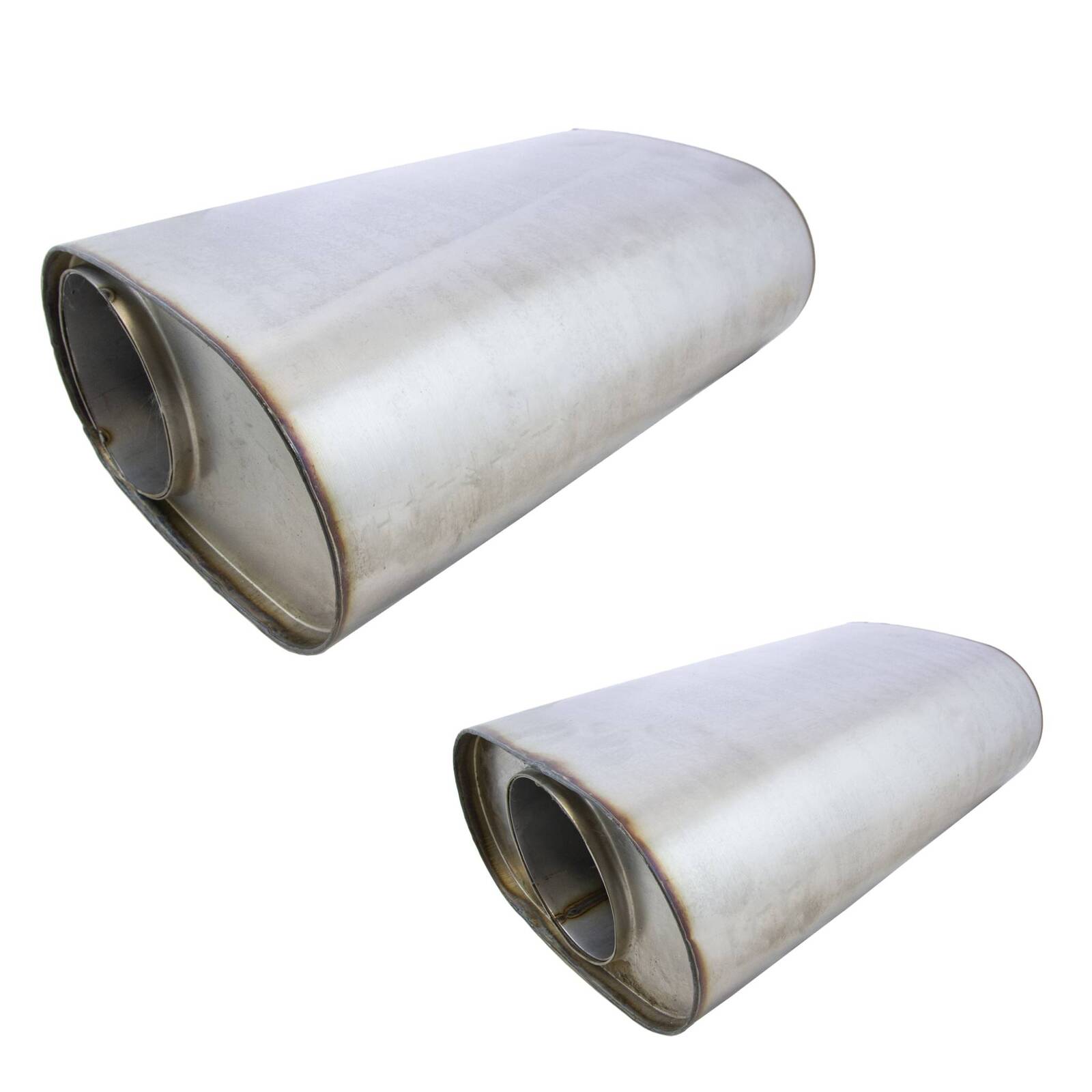 9" x 5" Oval, 14" Long, 4", O/C, Mega Power, 409 Brushed Stainless, Unpolished image