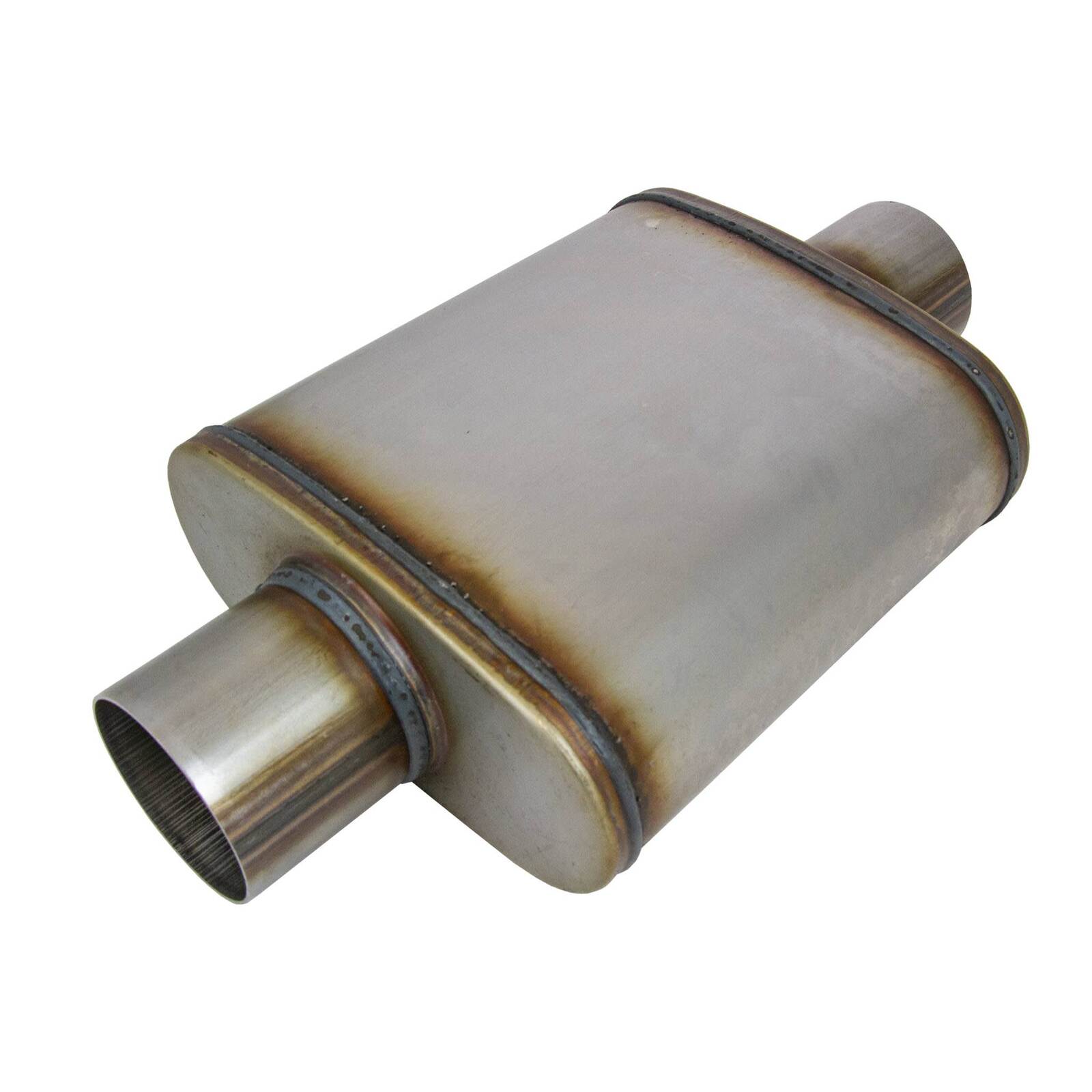 8" x 5" Oval, 14" Long, 3 1/2", C/C, Spigots, Mega Power, 409 Stainless, Unpolished image