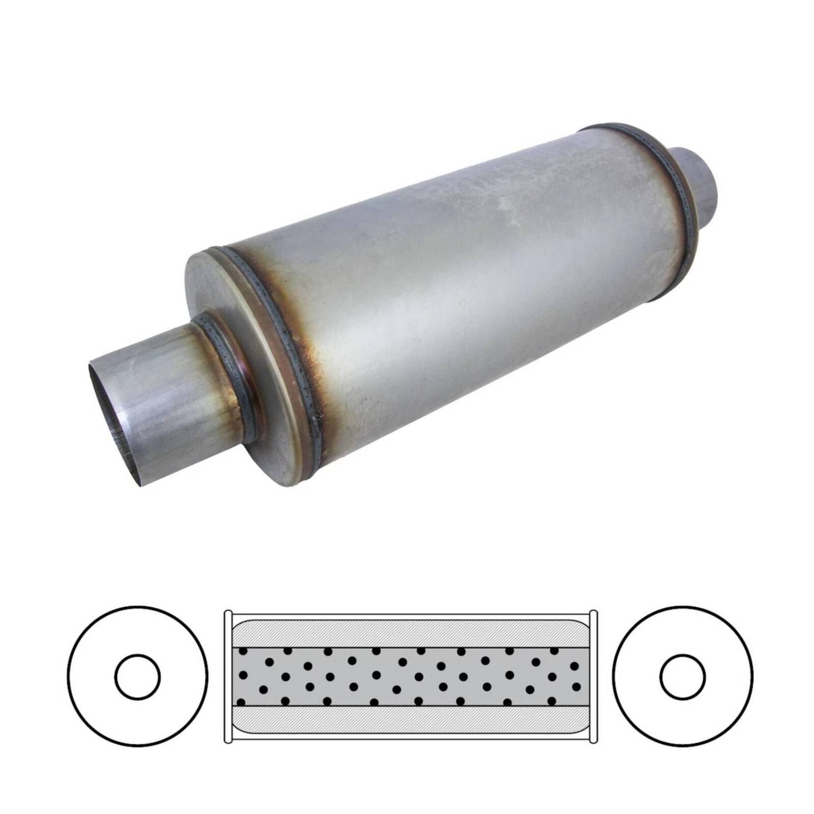 6" Round, 14" Long, 4", C/C, Mega Power, 409 Stainless image