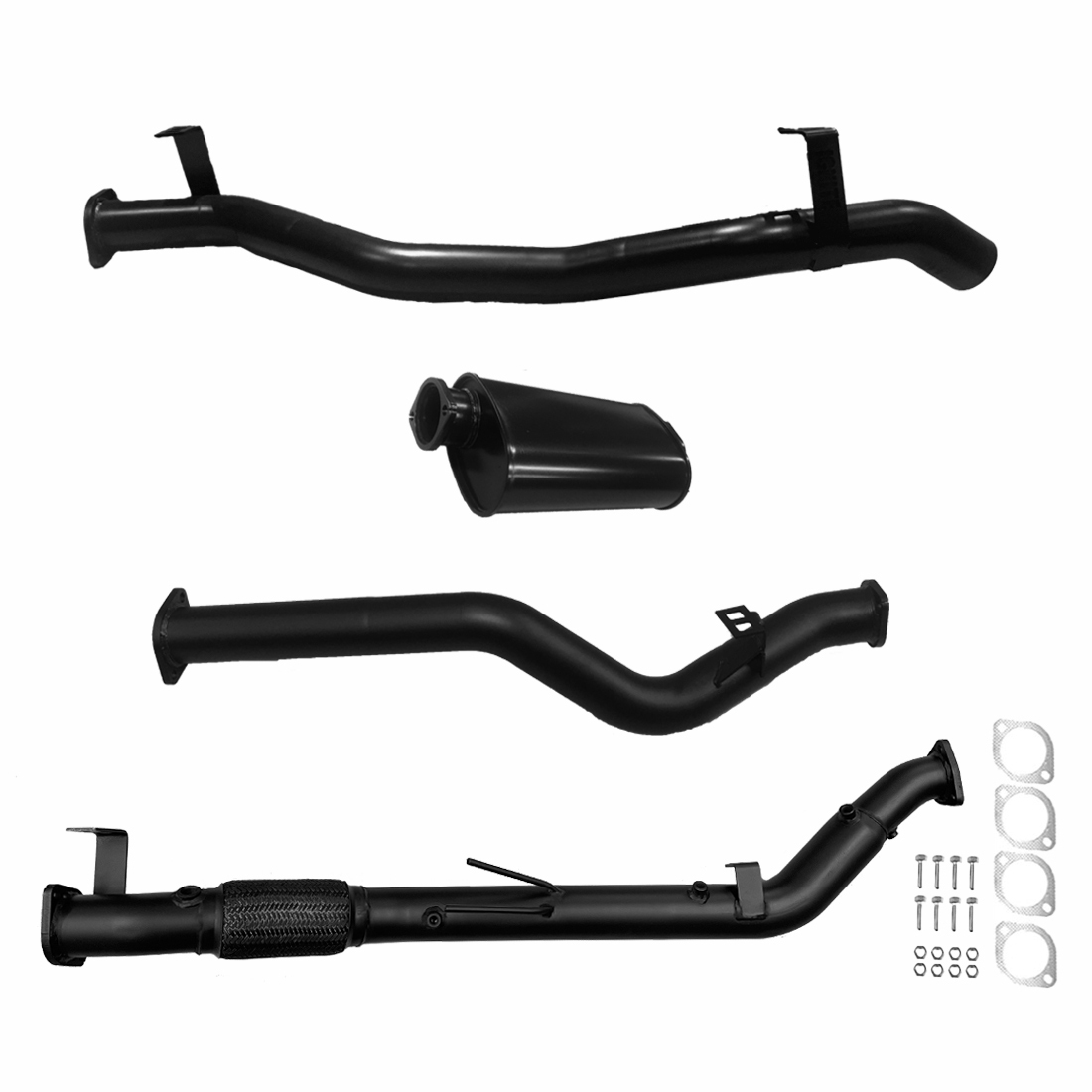 Toyota Landcruiser Exhaust 79 Series V8 D/Cab Turbo Back No Cat & Muffler Black Aluminised Steel image