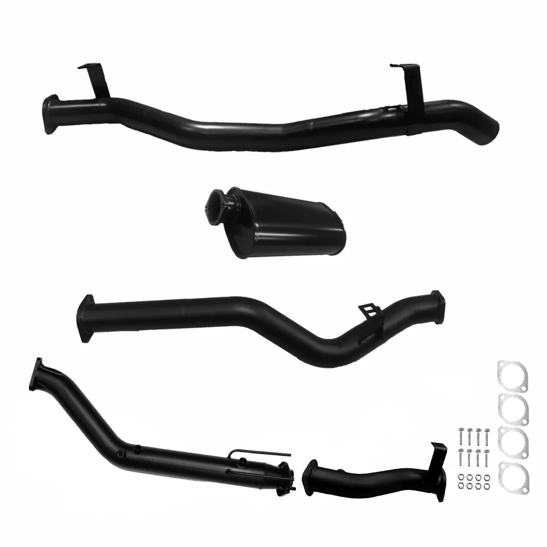 Toyota Landcruiser Exhaust 79 Series V8 D/Cab Turbo Back No Cat & Muffler Black Aluminised Steel