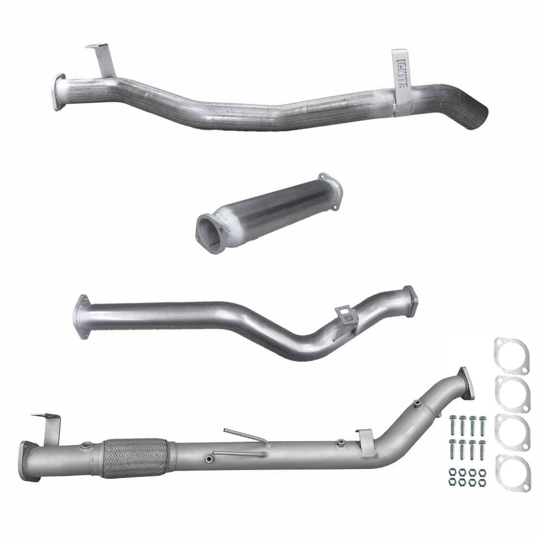 Toyota Landcruiser Exhaust 79 Series V8 D/Cab Turbo Back No Cat & Hotdog Raw Aluminised Steel image